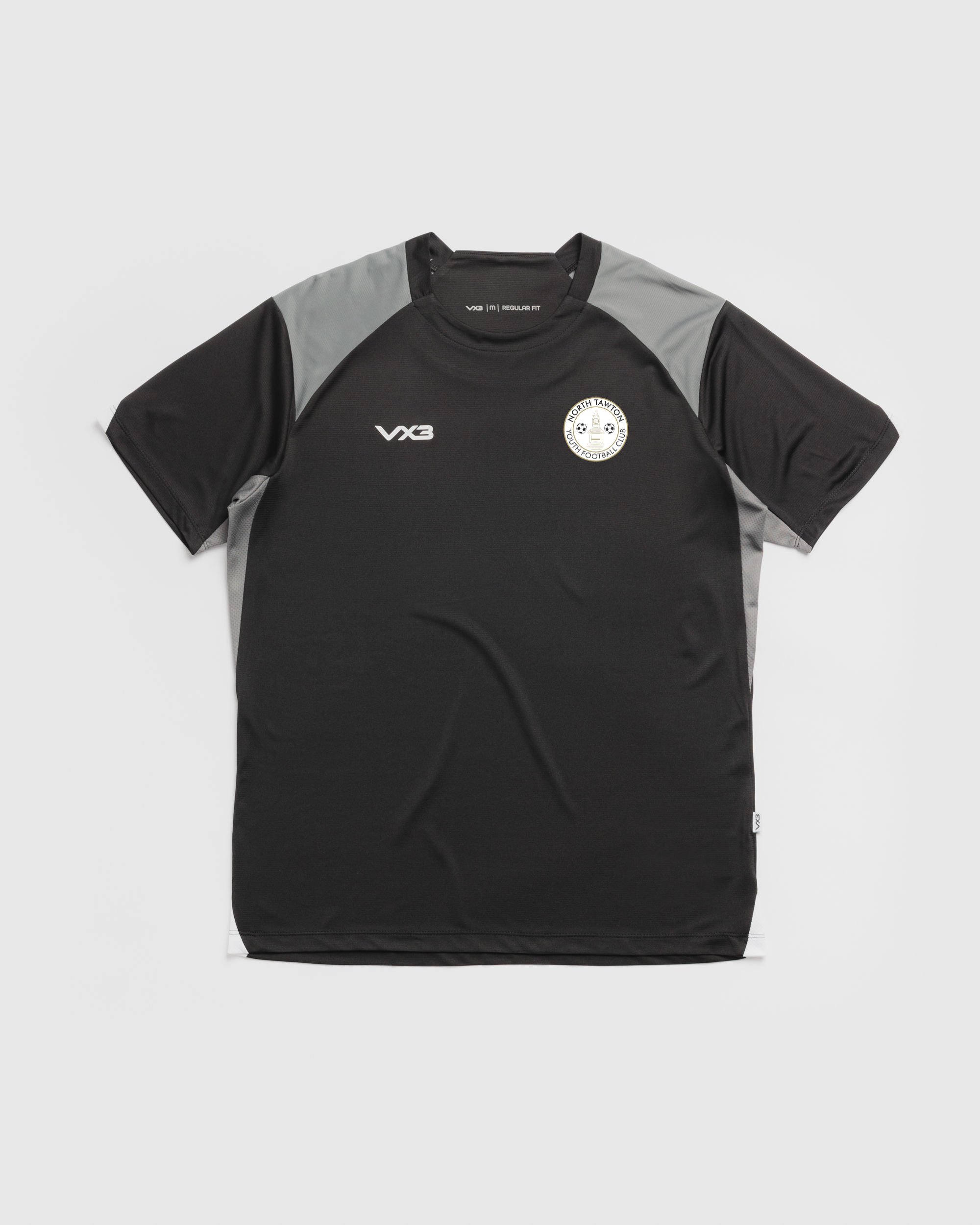 North Tawton Youth FC Vertex Tee -Black/Grey/White