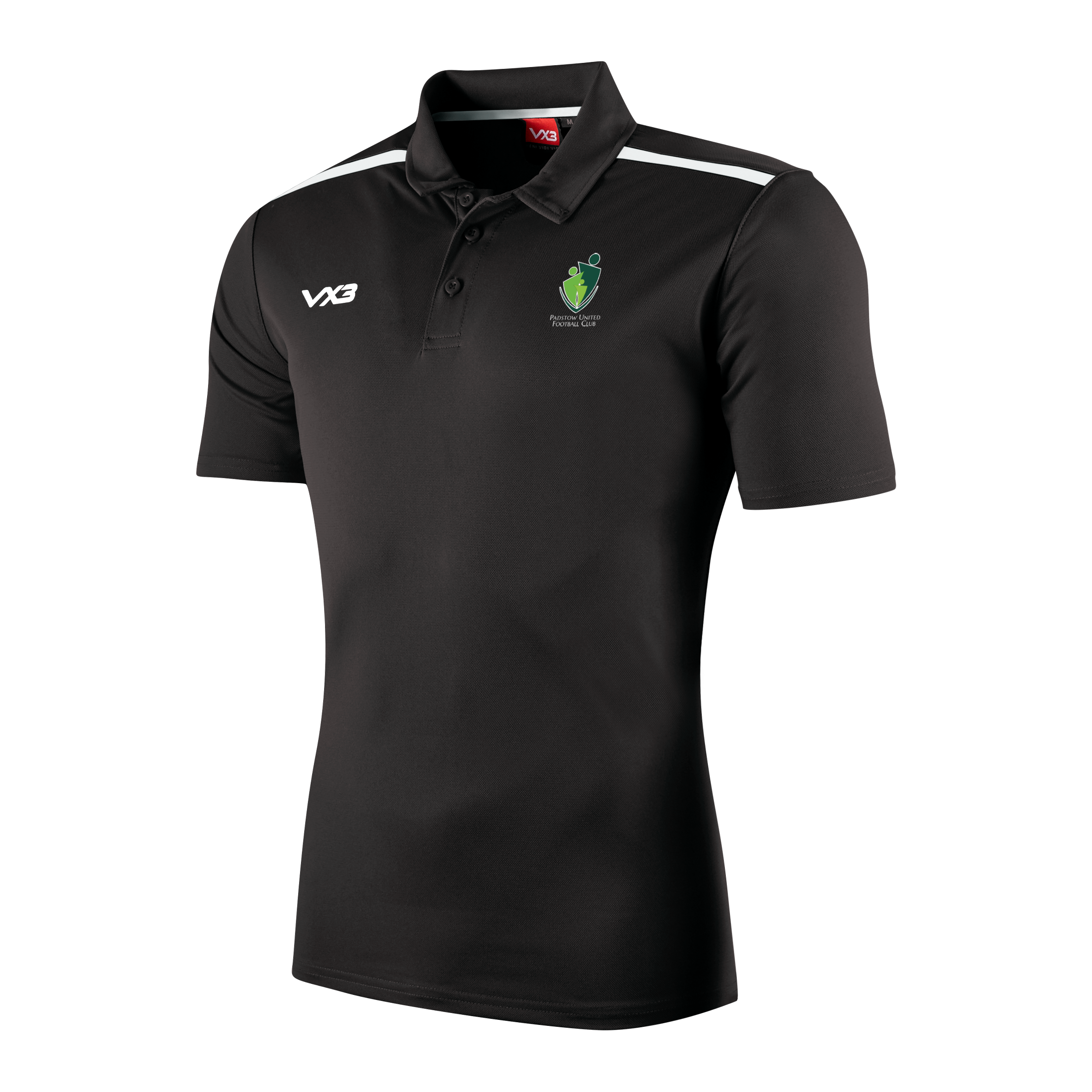 Padstow United FC Fortis Youth Polo Black/White
