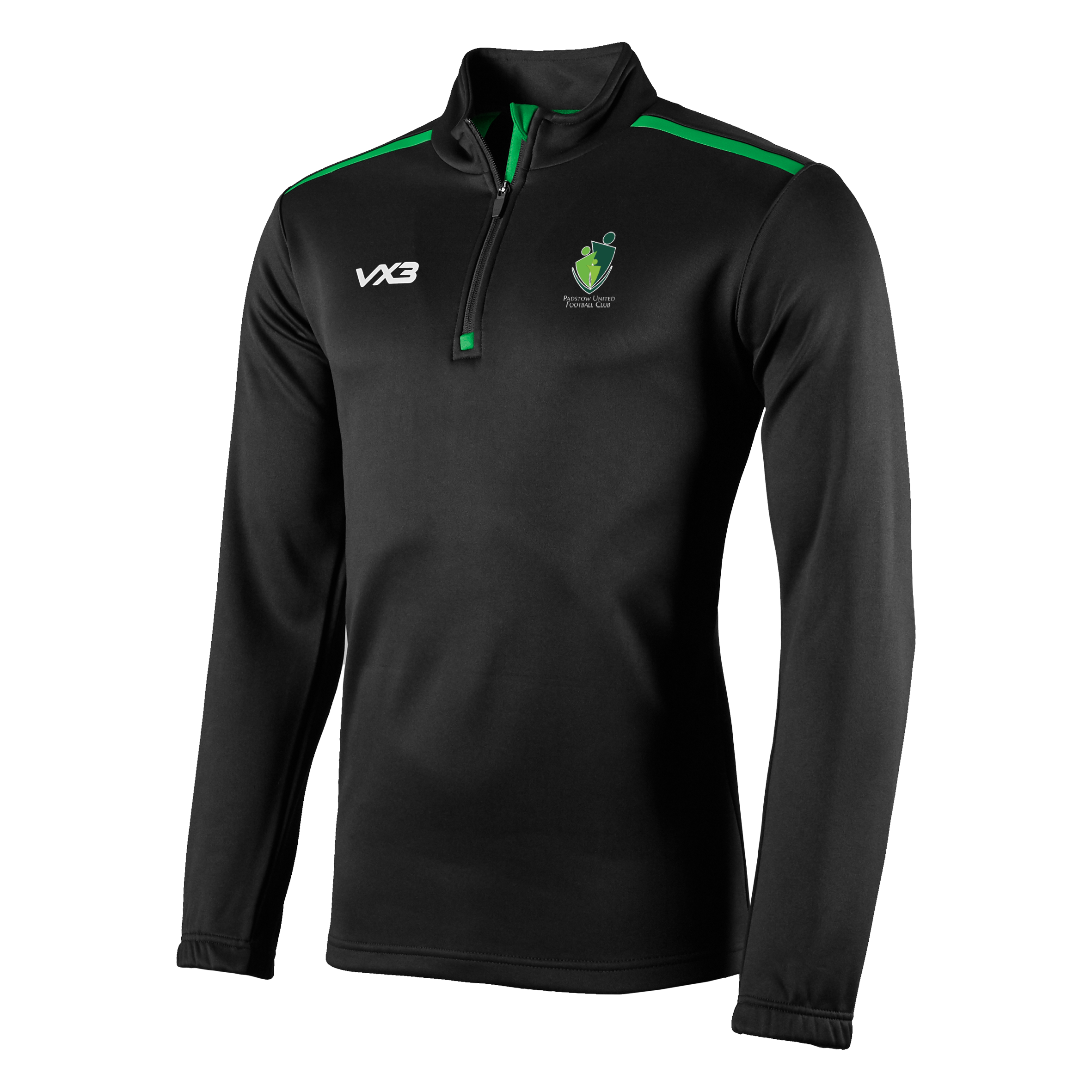 Padstow United FC Fortis Youth Quarter Zip Sweat Black/Emerald