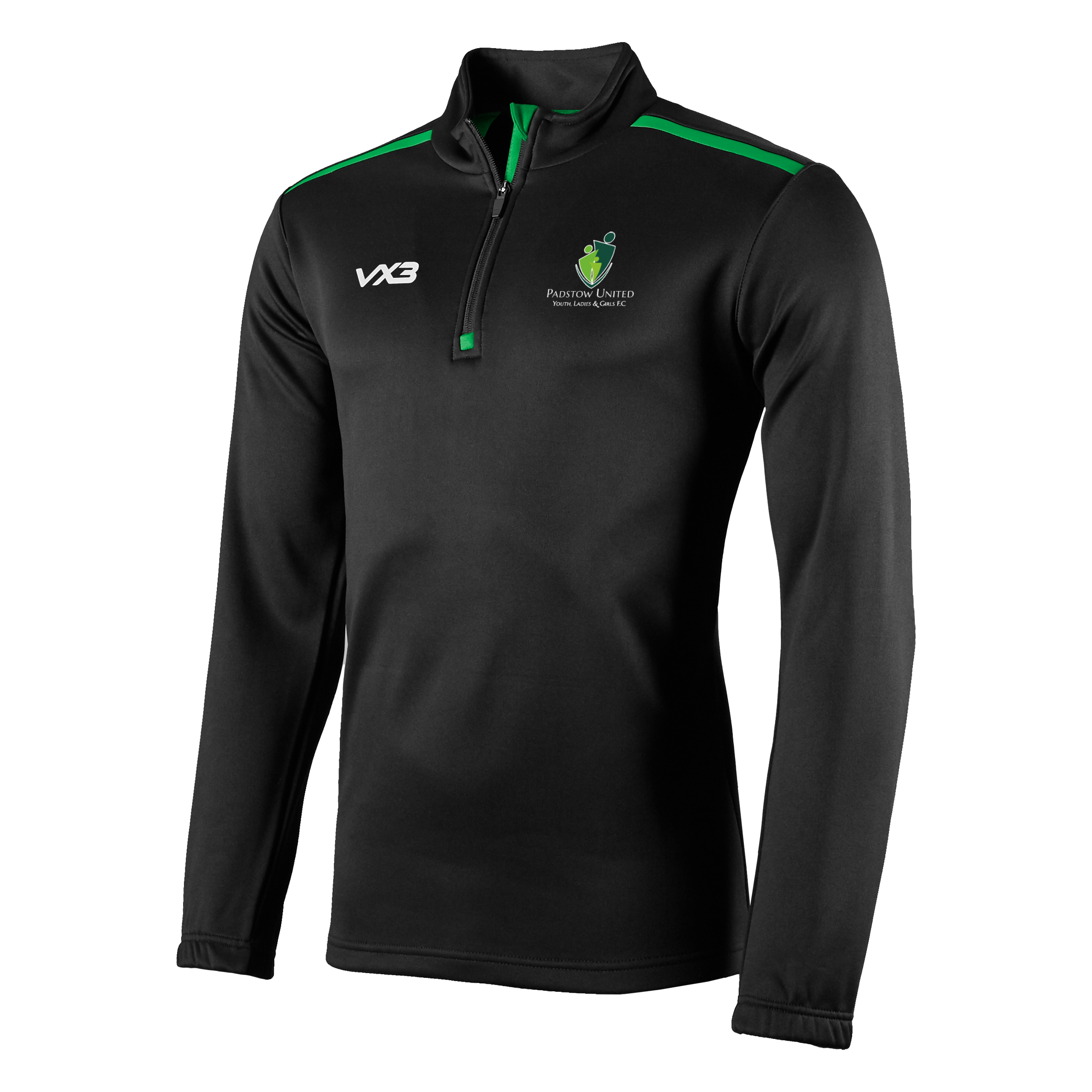 Padstow United FC Fortis Youth Quarter Zip Sweat Black/Emerald