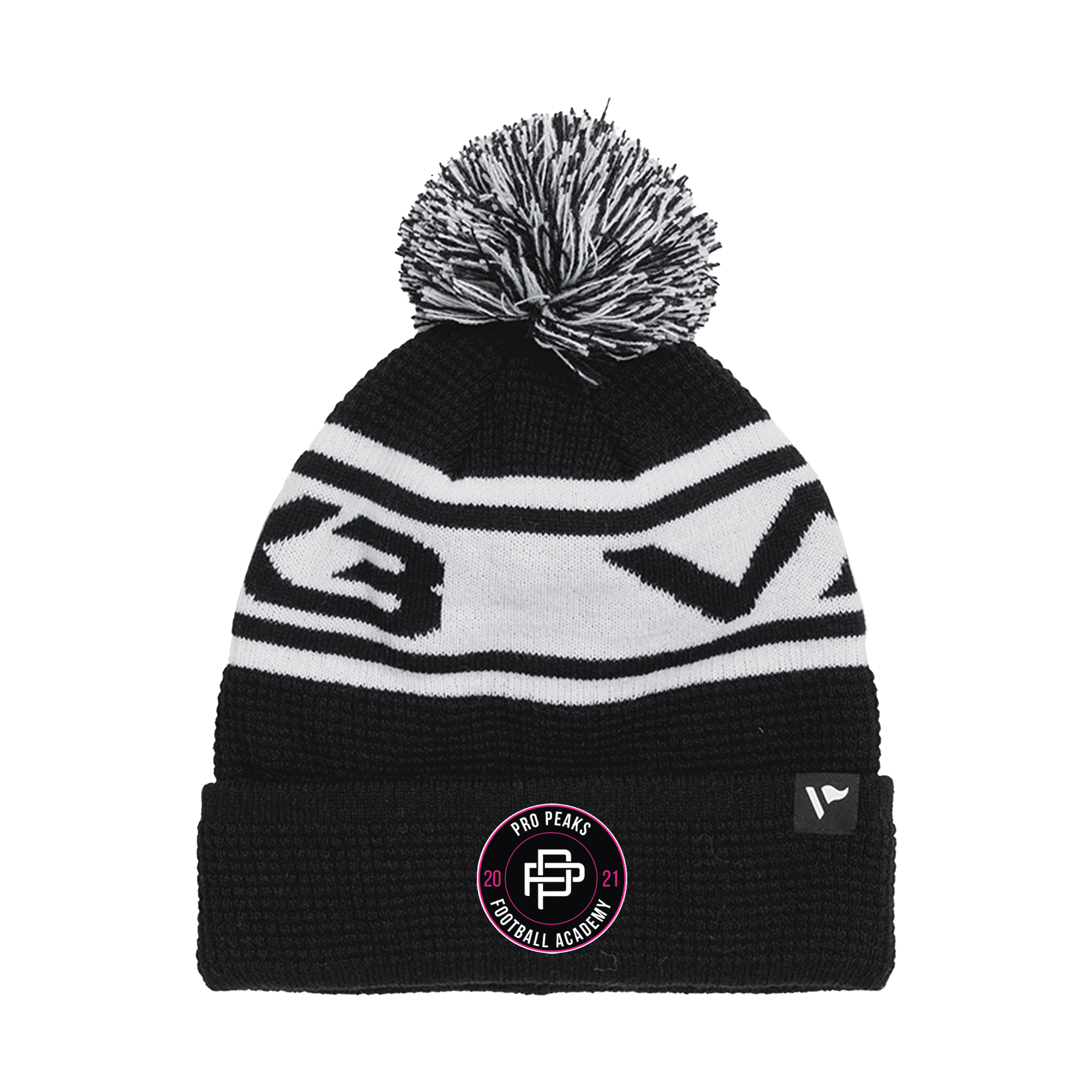 Pro Peaks Academy FC Waffle Knit Bobble Hat - Black/White