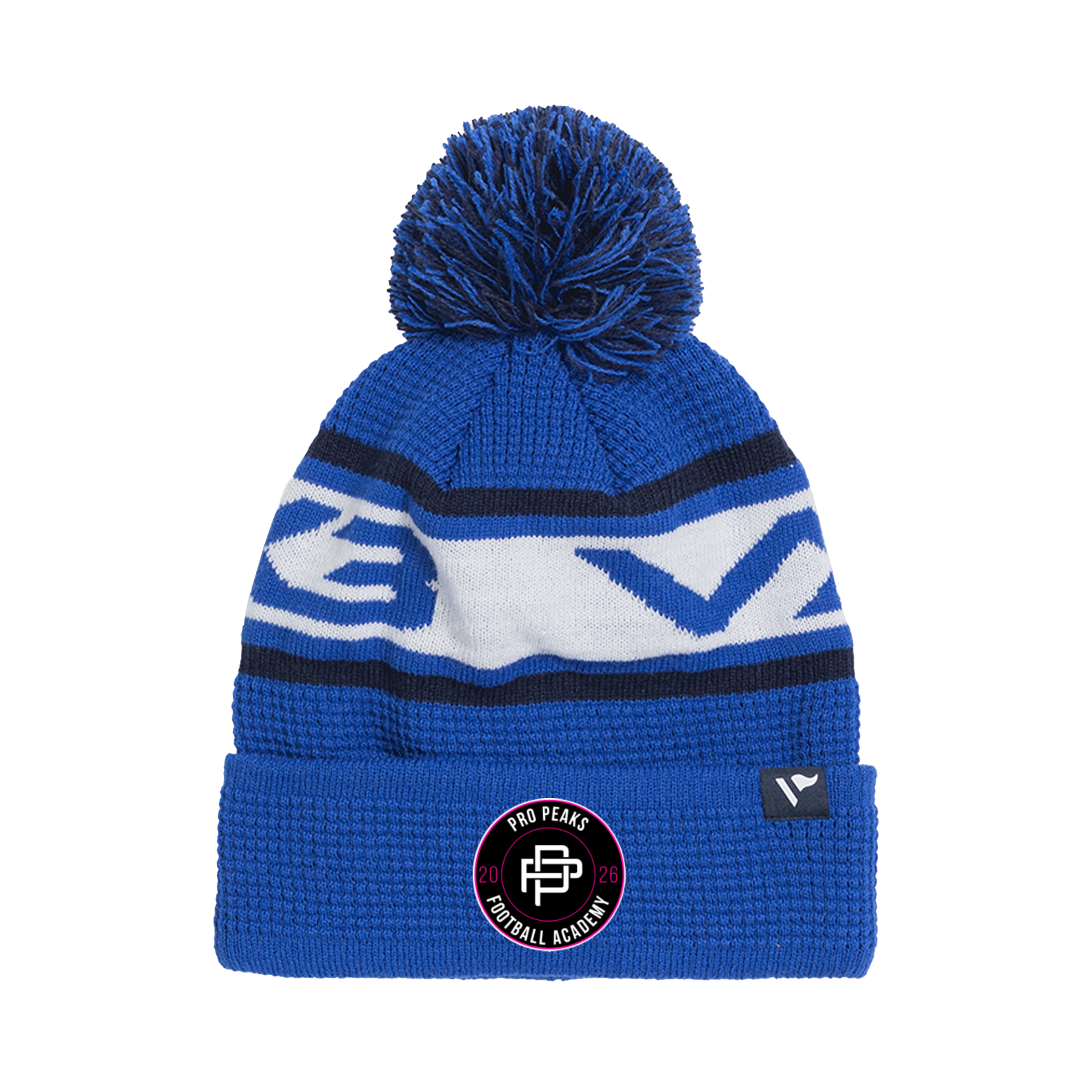 Pro Peaks Academy FC Waffle Knit Bobble Hat - Royal/Navy/White