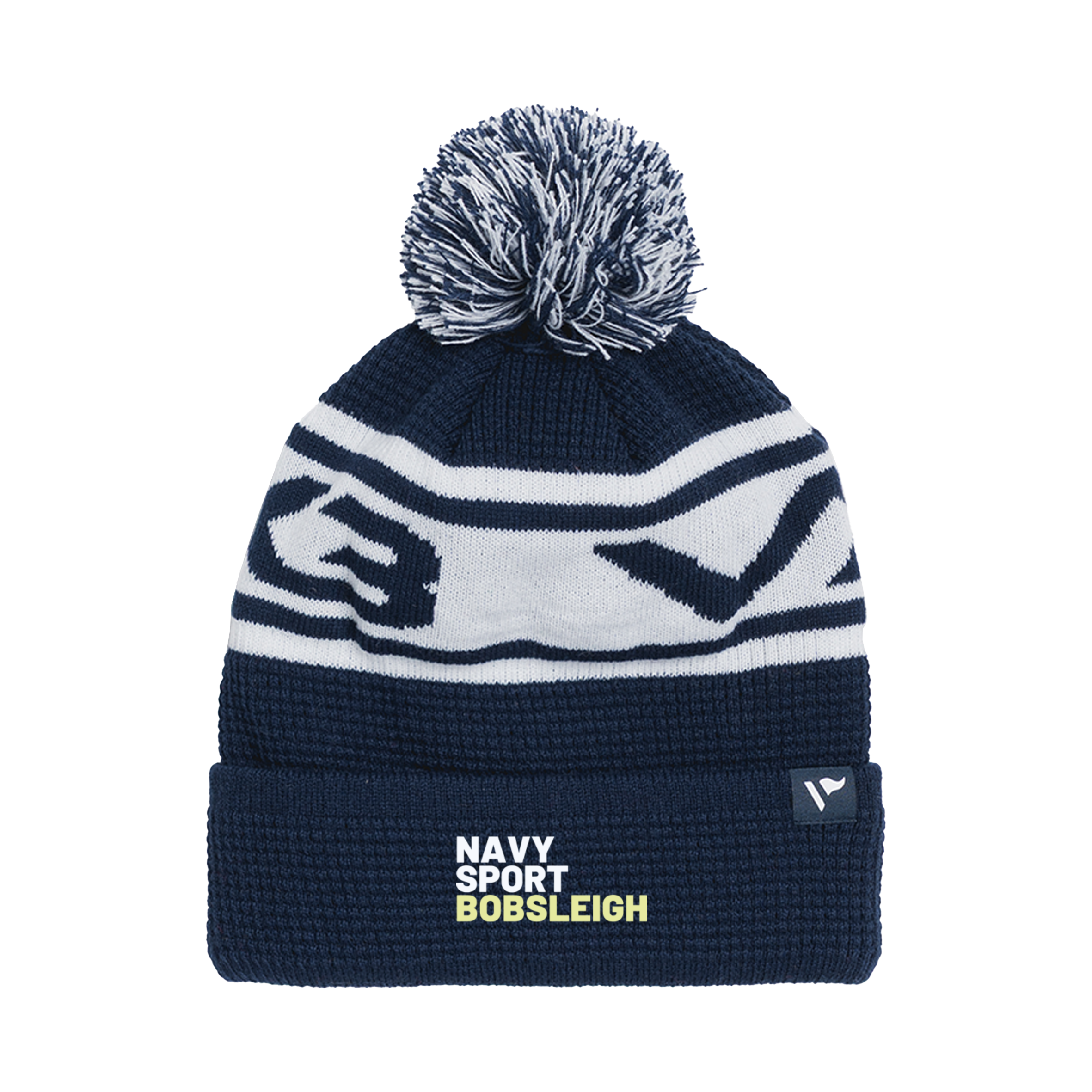 Royal Navy Bobsleigh Waffle Knit Bobble Hat - Navy/White