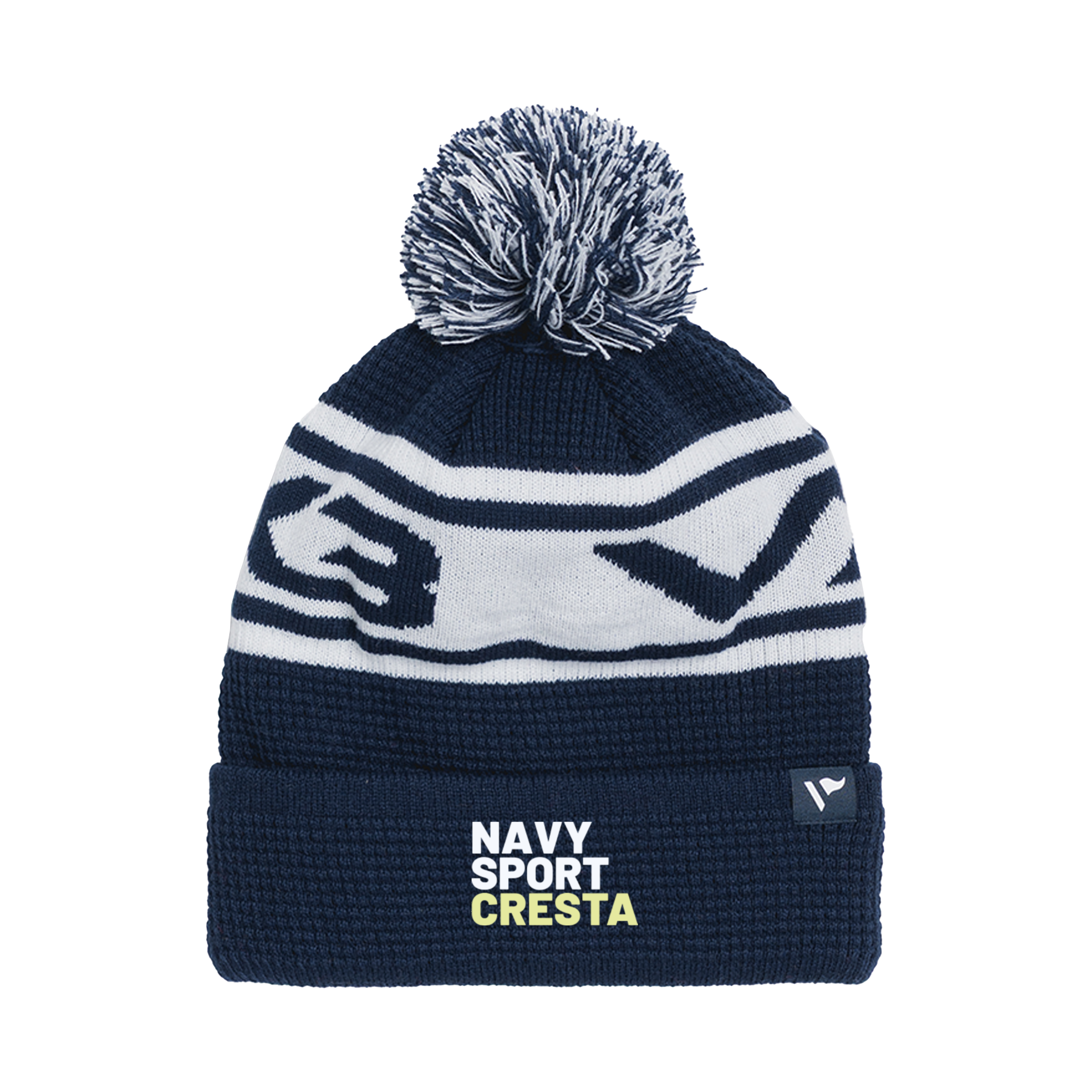 Royal Navy Cresta Waffle Knit Bobble Hat - Navy/White