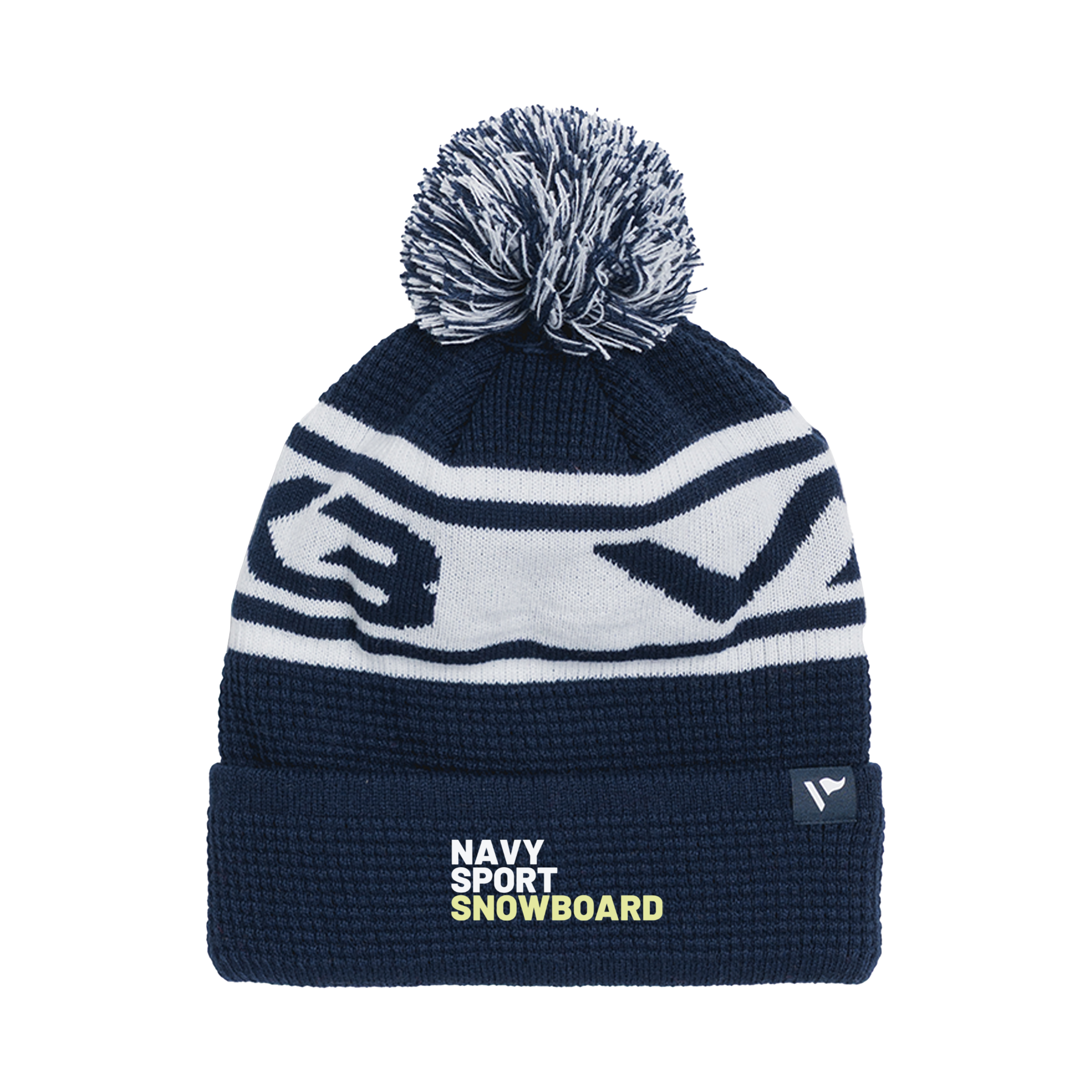 Royal Navy Snowboard Waffle Knit Bobble Hat - Navy/White