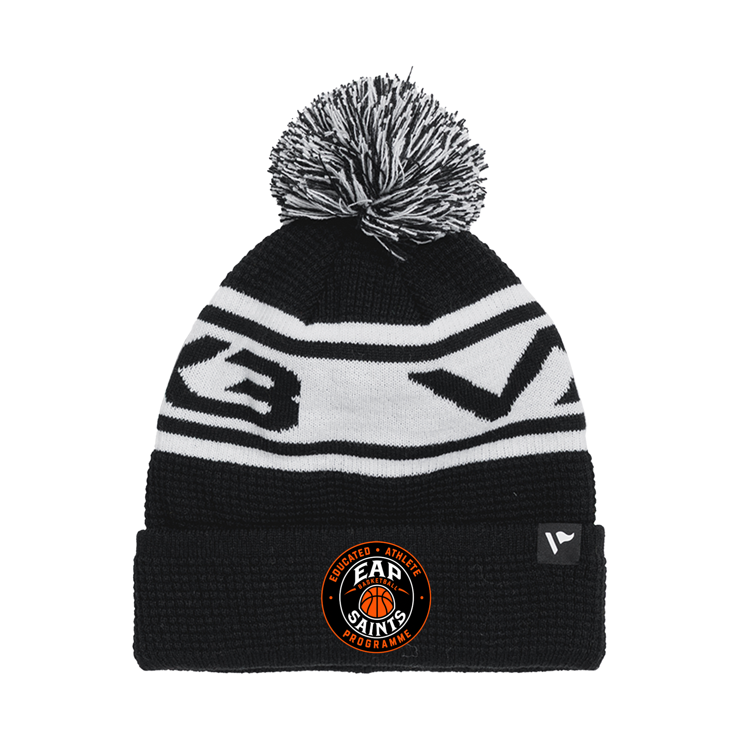 Saints Basketball Educated Athlete Programme Waffle Knit Bobble Hat - Black/White