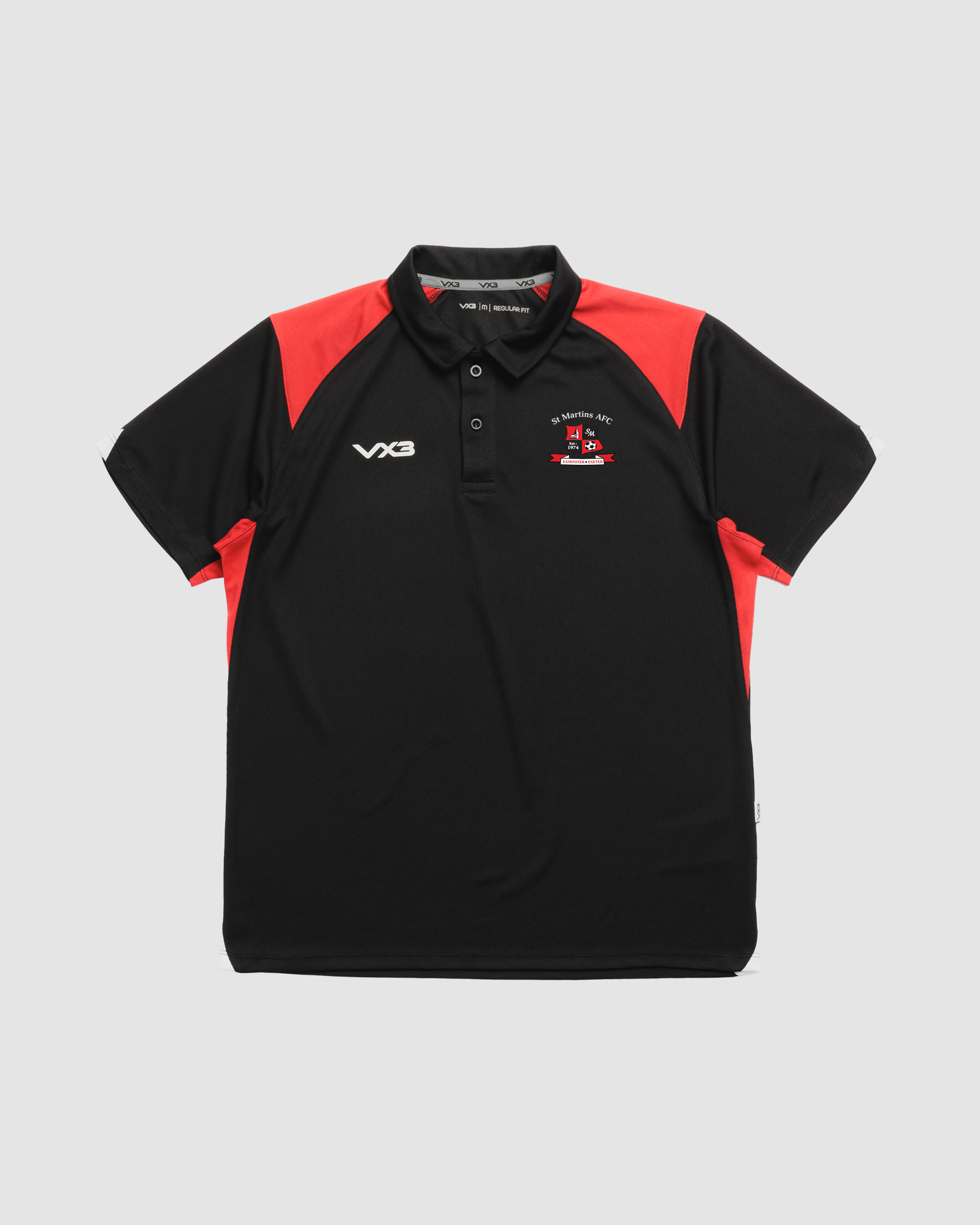 St Martins FC Vertex Polo -Black/Red/White