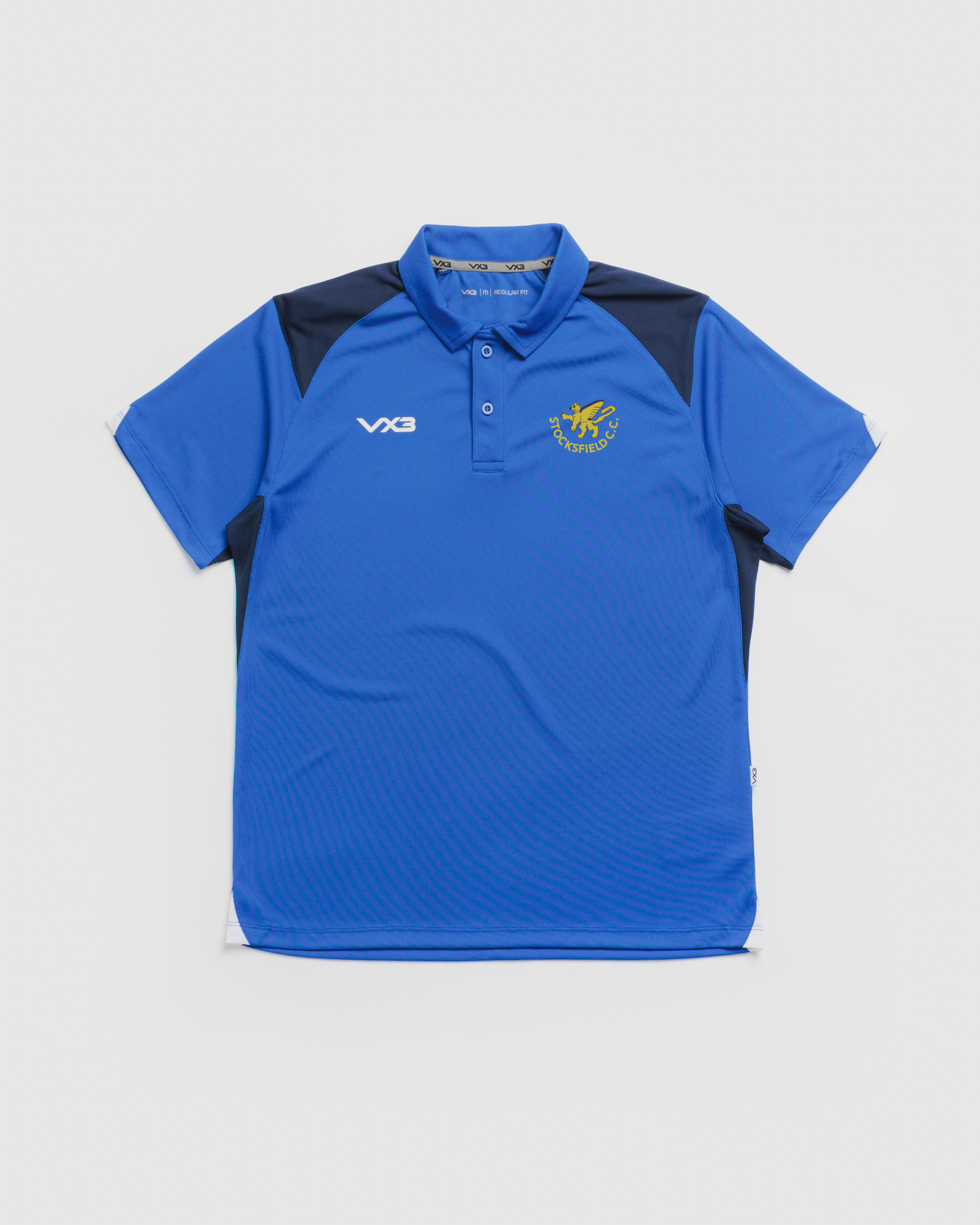 Stocksfield Cricket Club Vertex Polo -Royal/Navy/White