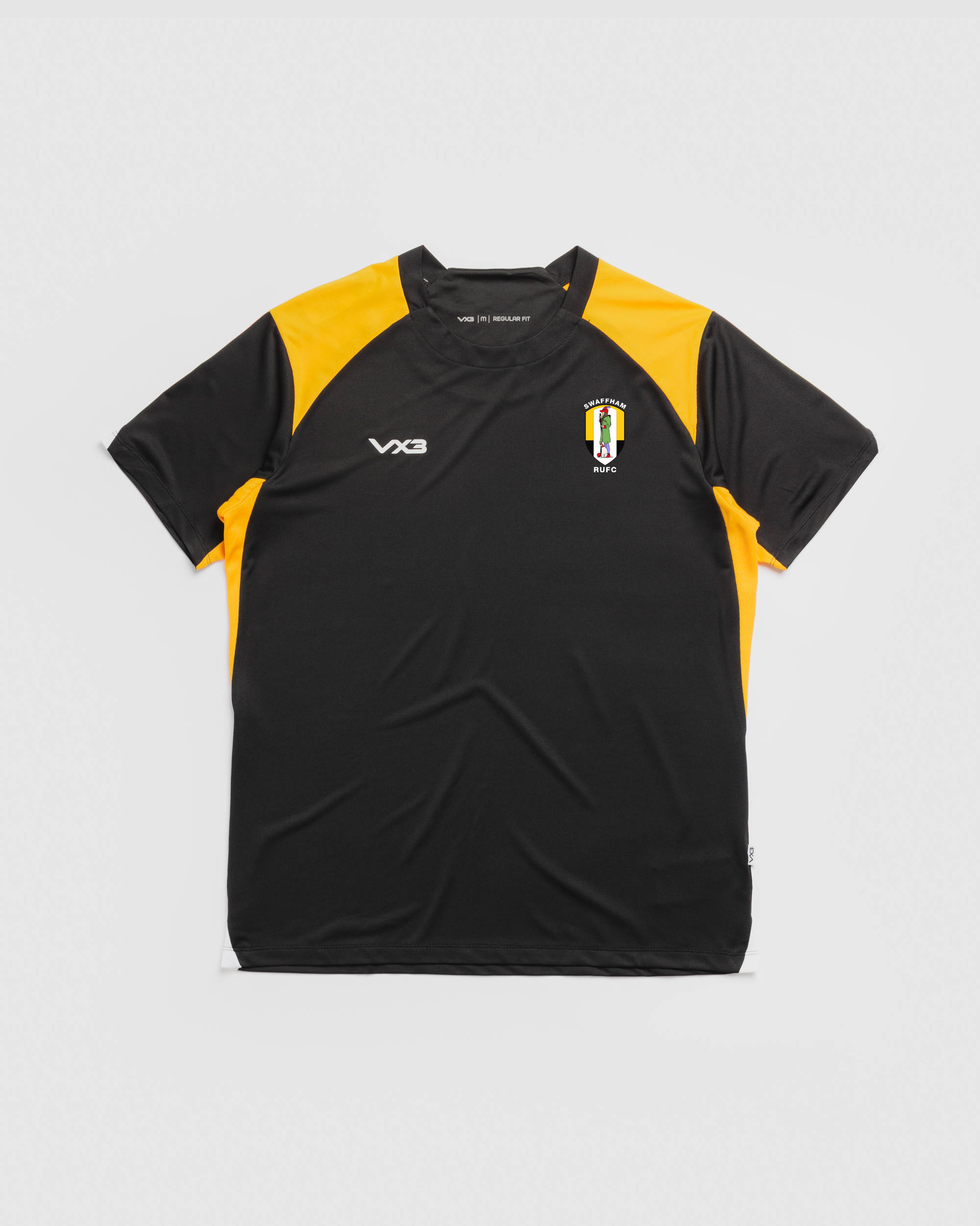 Swaffham RUFC Vertex Youth Tee -Black/Amber/White