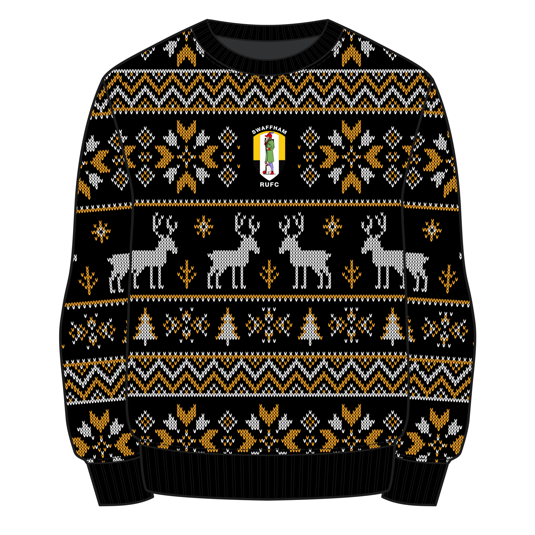 Swaffham RUFC Christmas Jumper - Black/Amber/White