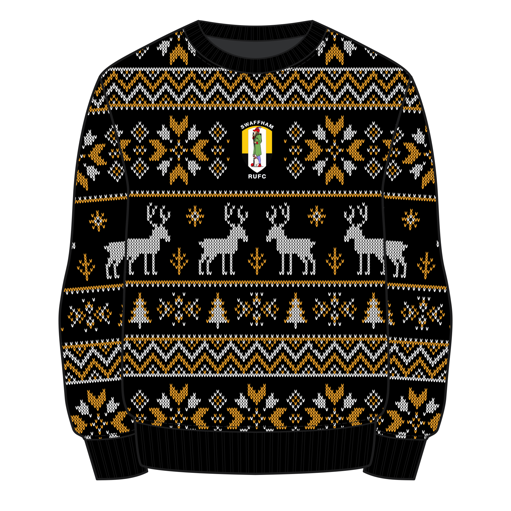 Swaffham RUFC Christmas Jumper - Black/Amber/White Youth