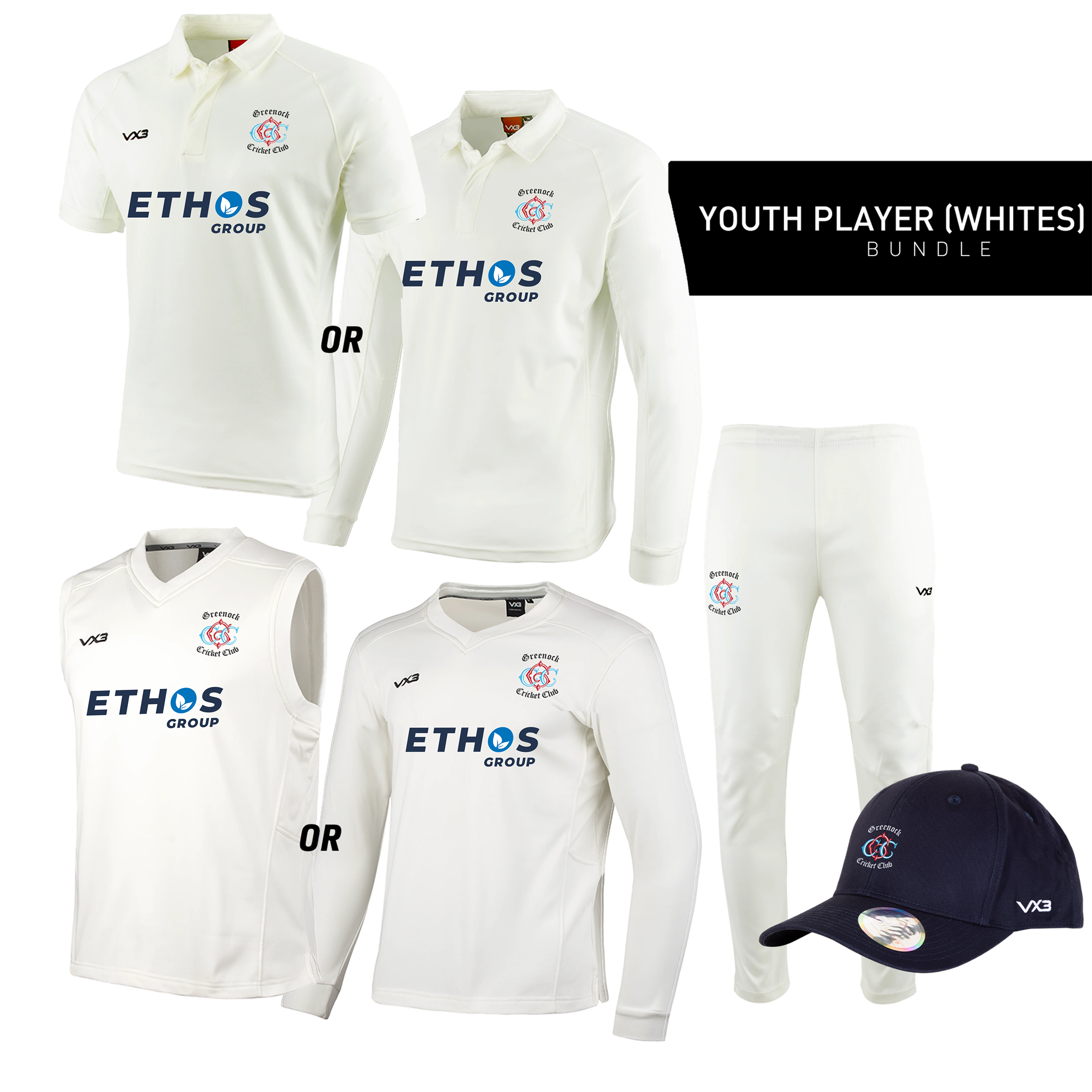 Greenock Cricket Club - Youth Player Whites Bundle