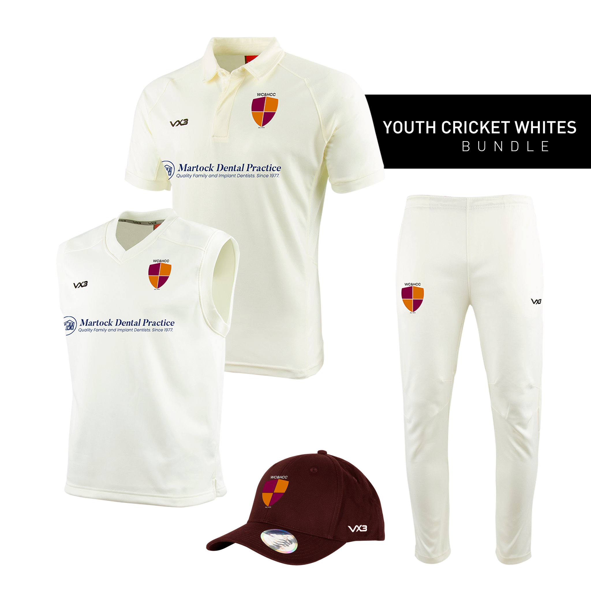 West Coker and Hardington Cricket Club - Youth Cricket Whites Bundle