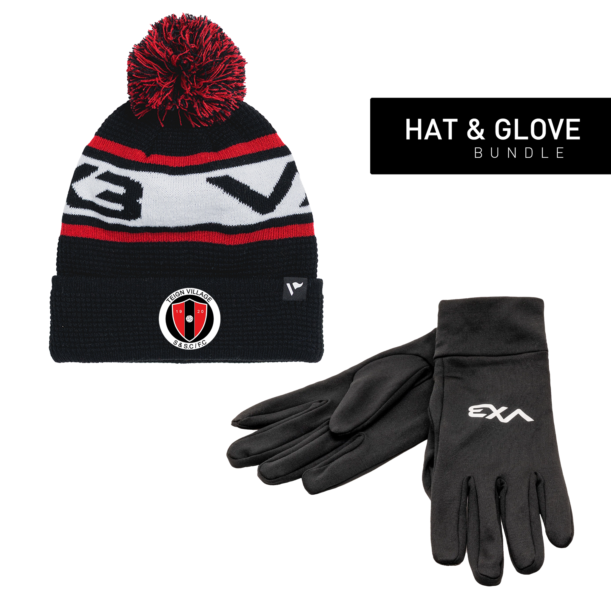 Teign Village FC Hat & Glove Bundle