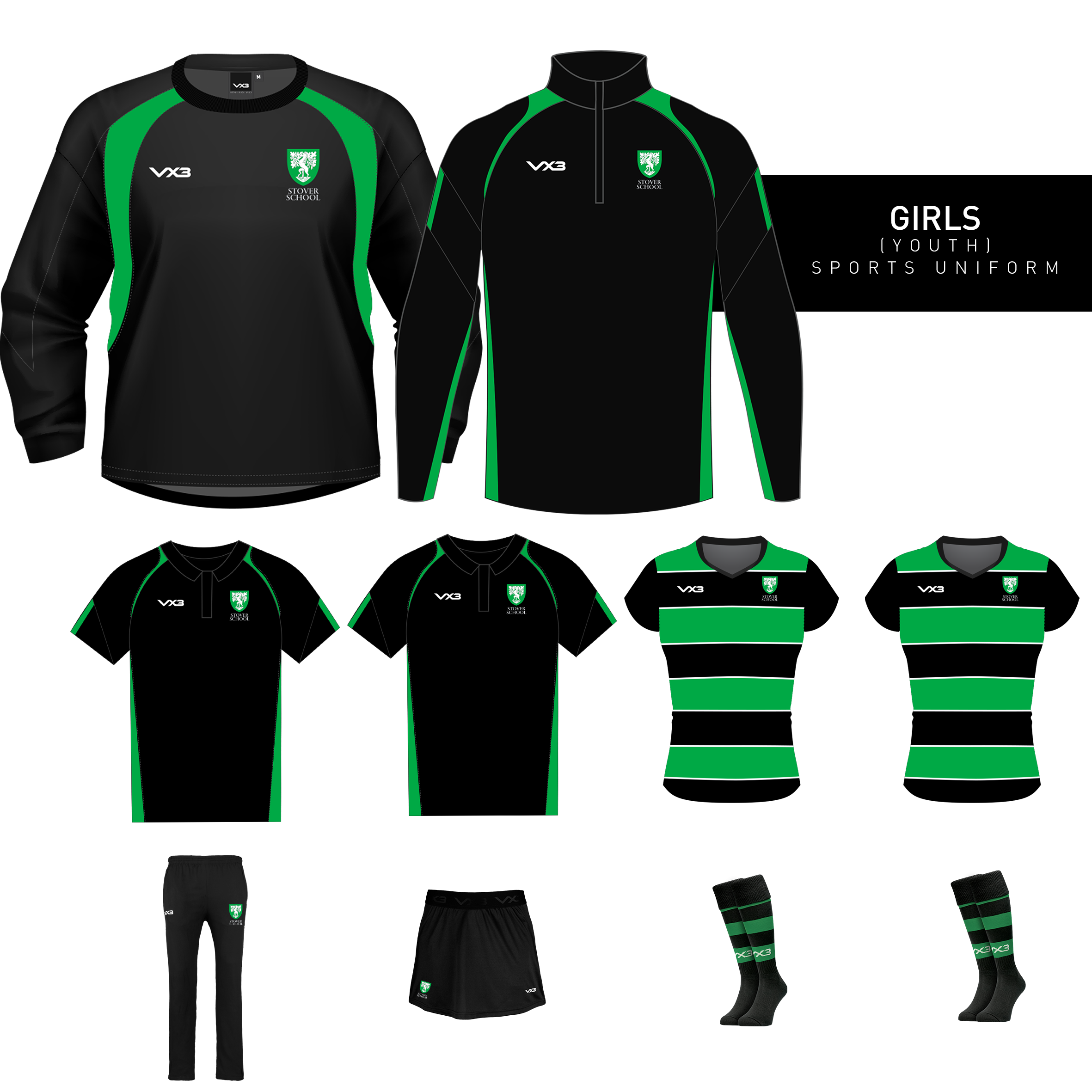 Stover School Youth Girls Sports Uniform Kit Bundle