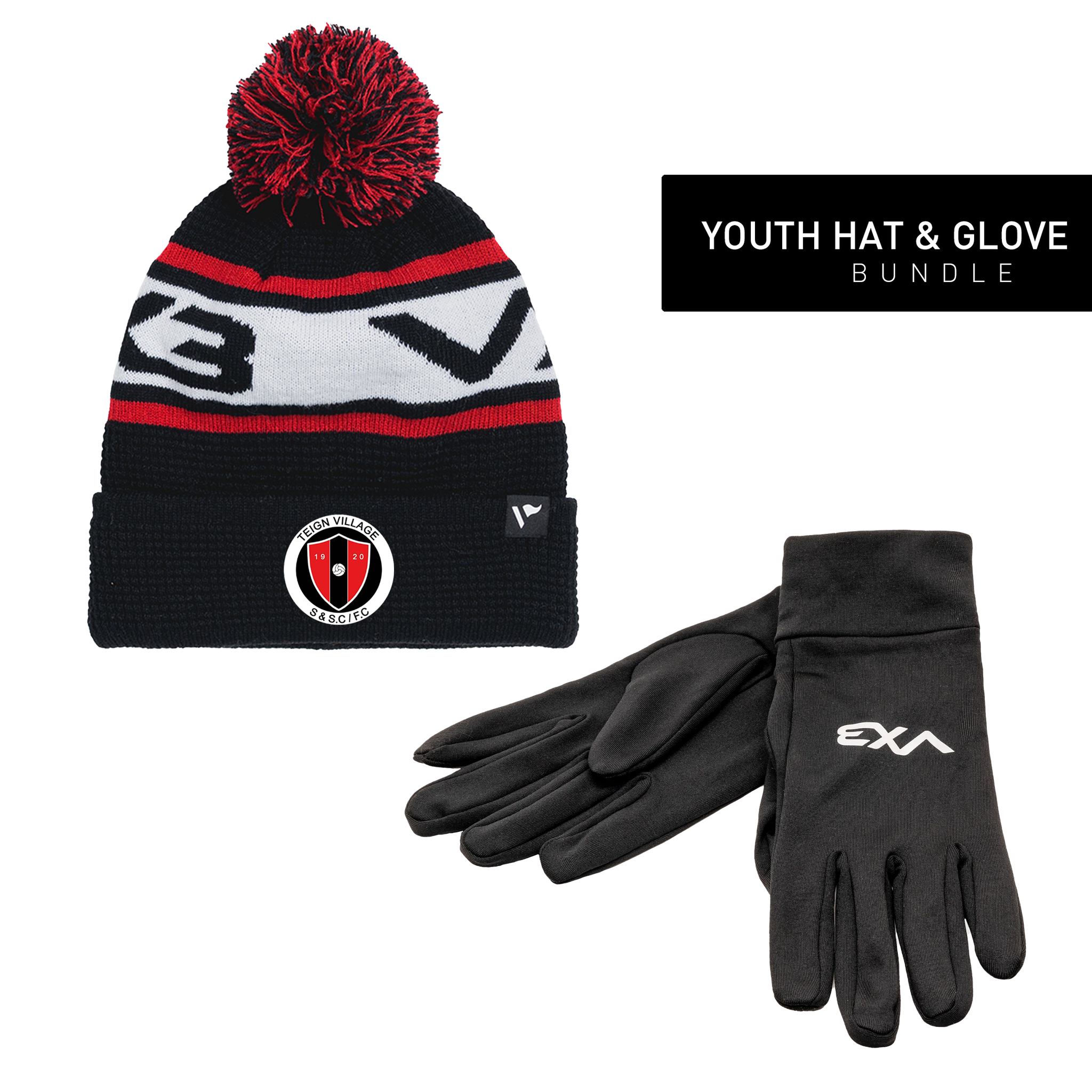 Teign Village FC Youth Hat & Glove Bundle