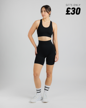 Spira Seamless Bra and Cycle Short Set Black