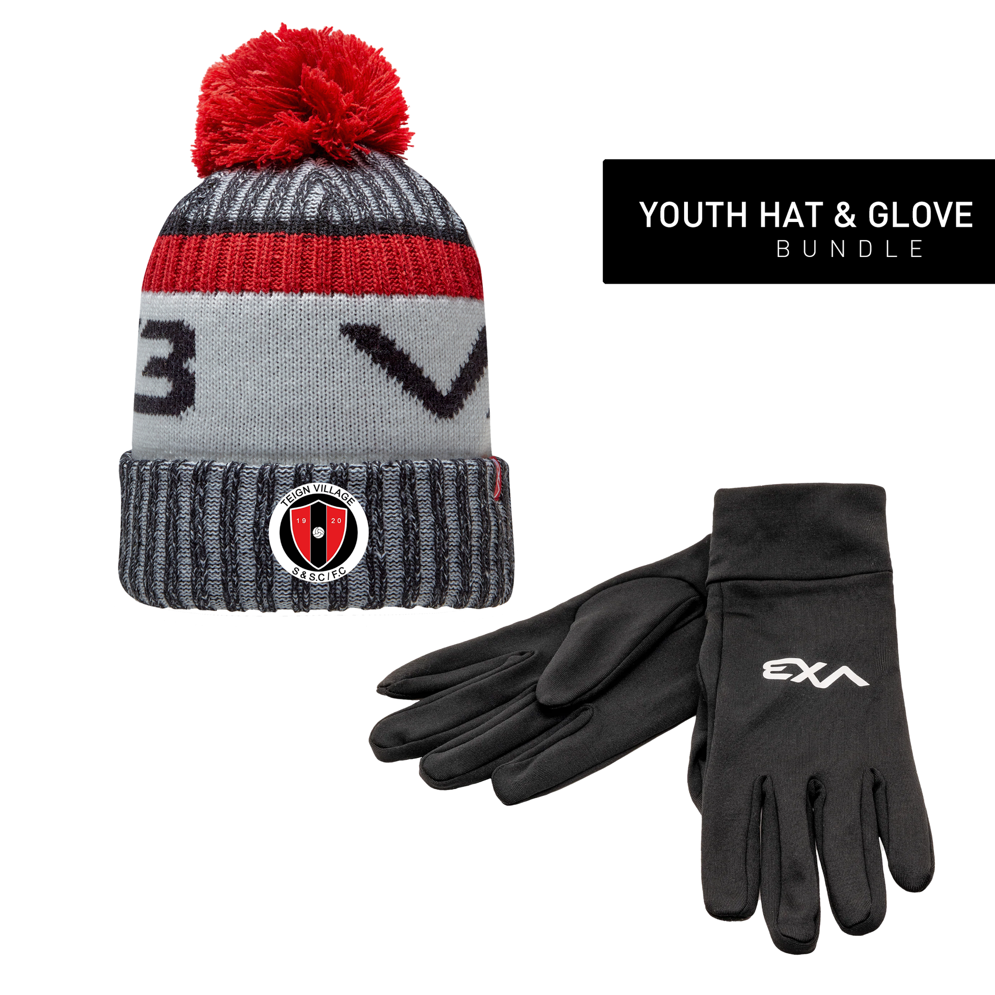 Teign Village FC Youth Hat & Glove Bundle