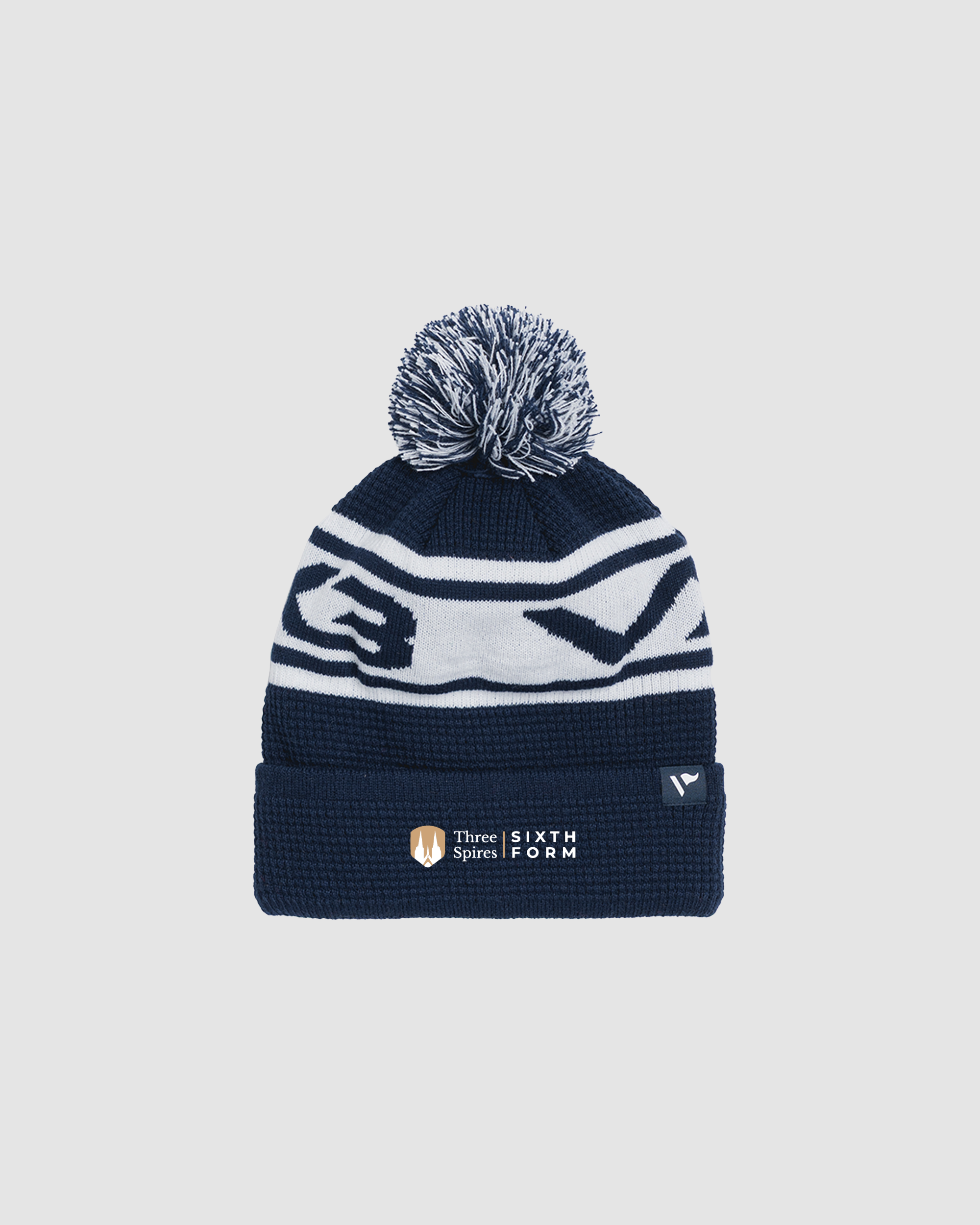 Three Spires Trust Sixth Form Waffle Knit Bobble Hat - Navy/White