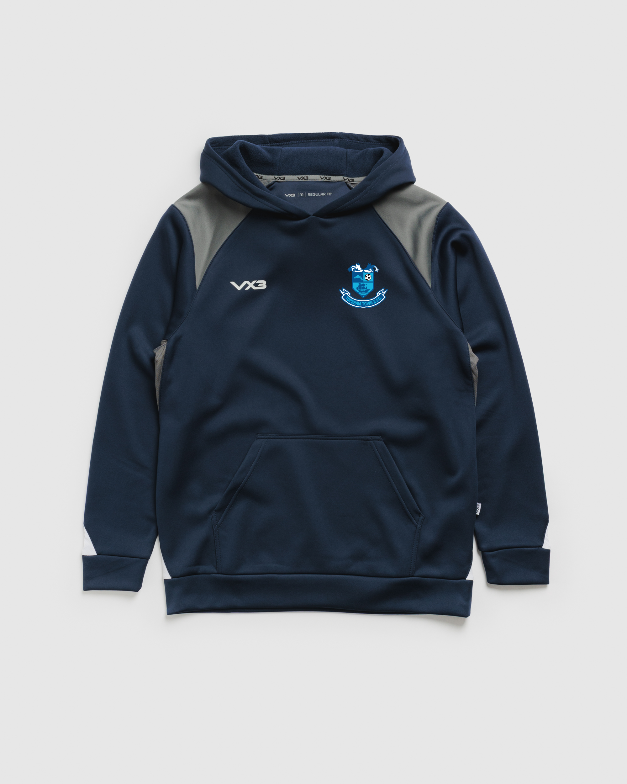 Topsham Town FC Vertex Hoodie -Navy/Grey/White