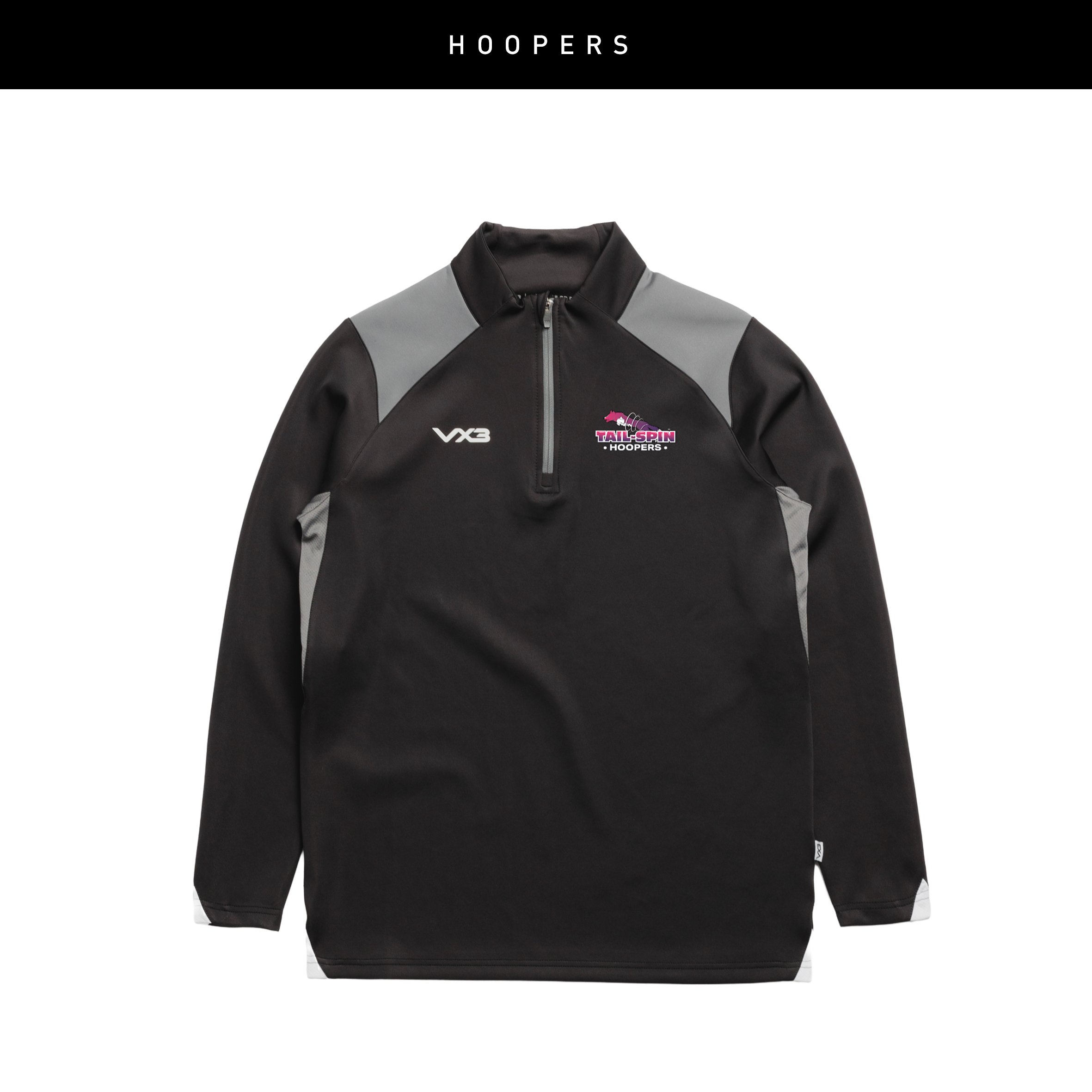 Tail Spin Hoopers Vertex Quarter Zip -Black/Grey/White