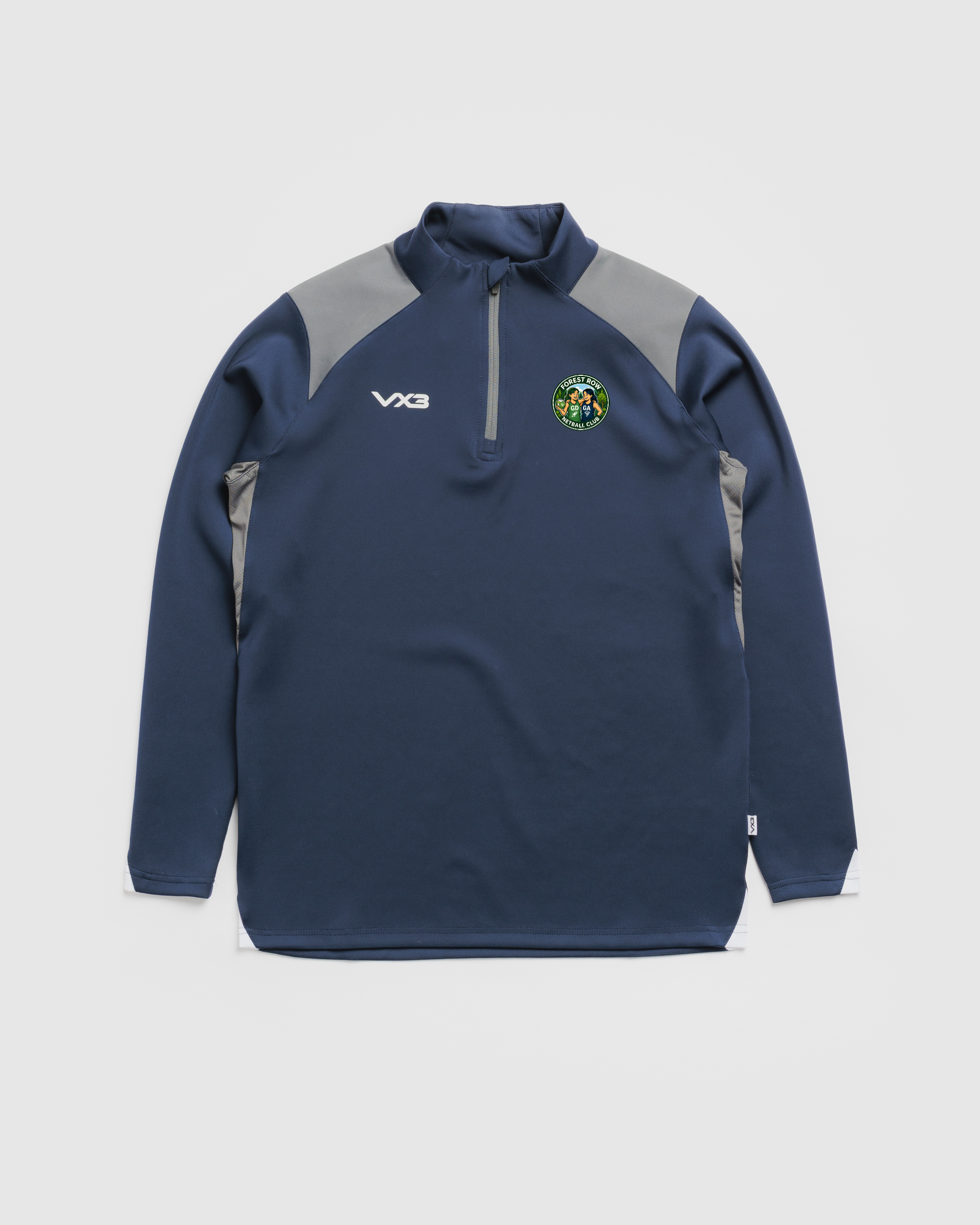 Forest Row Netball Club Vertex Quarter Zip -Navy/Grey/White