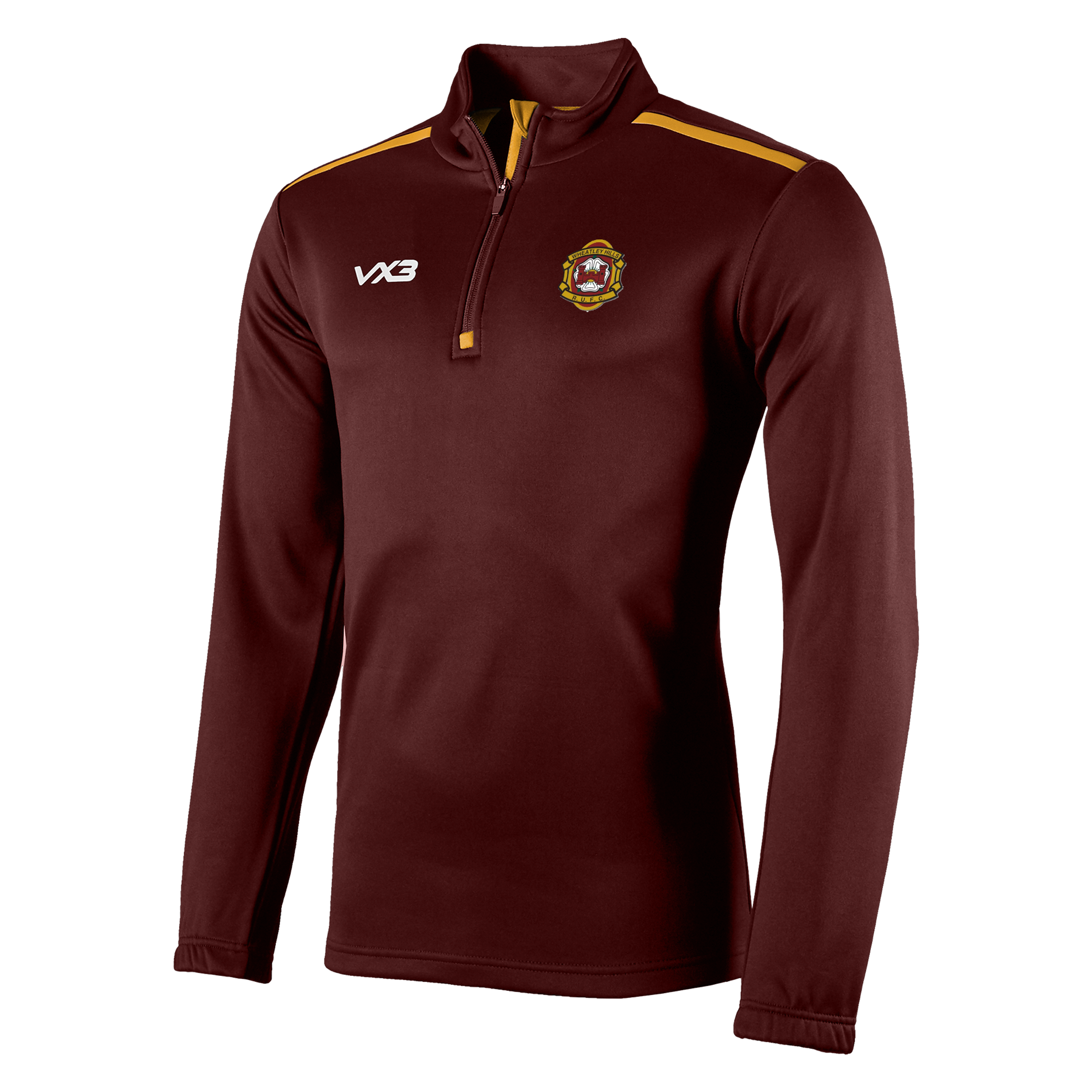 Wheatley Hills RUFC Fortis Quarter Zip Sweat Maroon/Amber