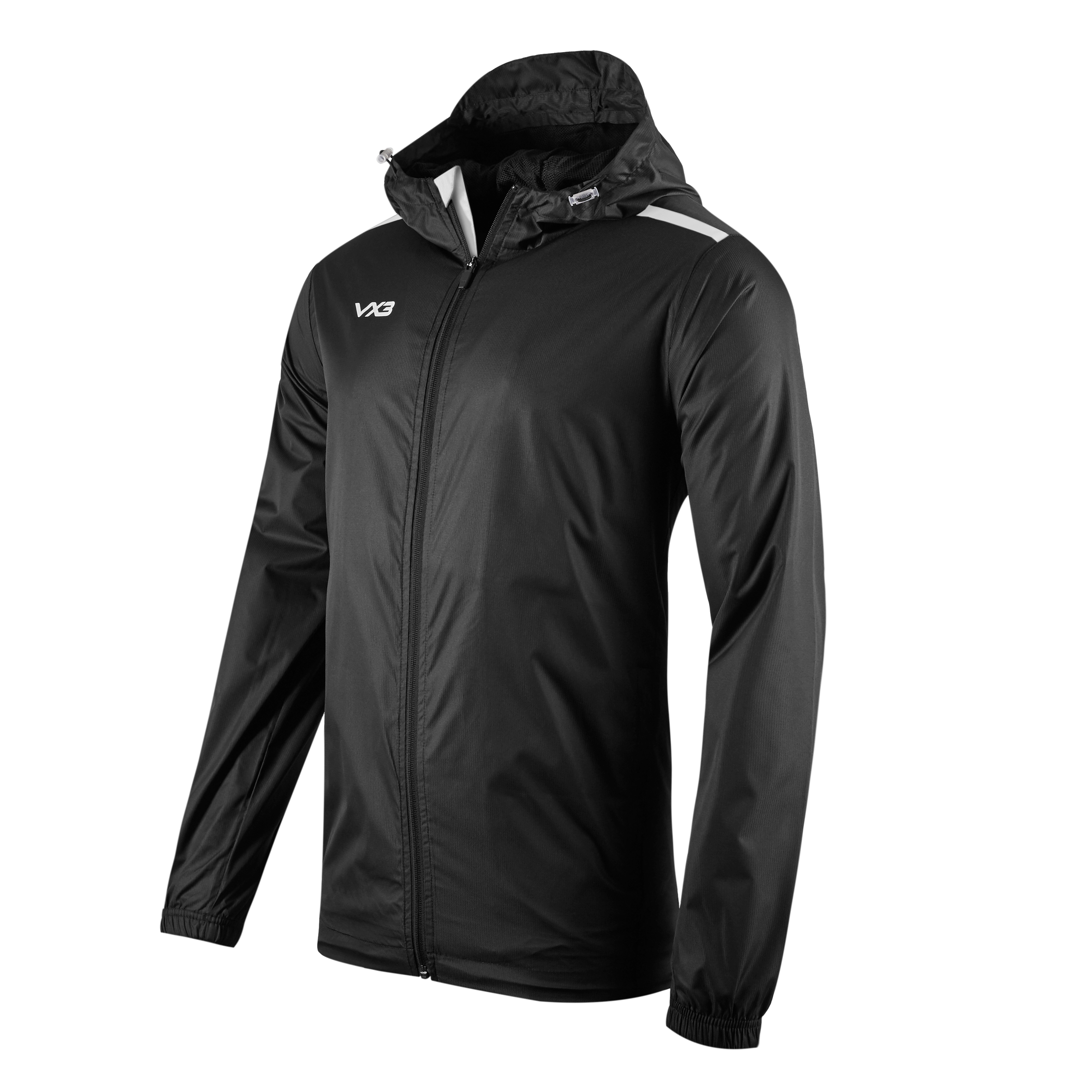 Fortis Youth Full Zip Rain Jacket Black/White