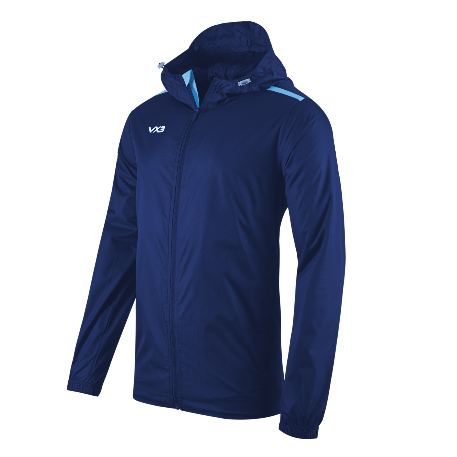 Fortis Youth Full Zip Rain Jacket Navy/Sky
