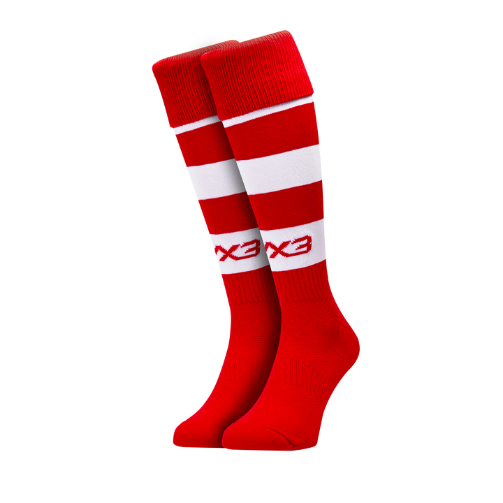 Newcastle Emlyn Hockey Club Hooped Youth Playing Socks