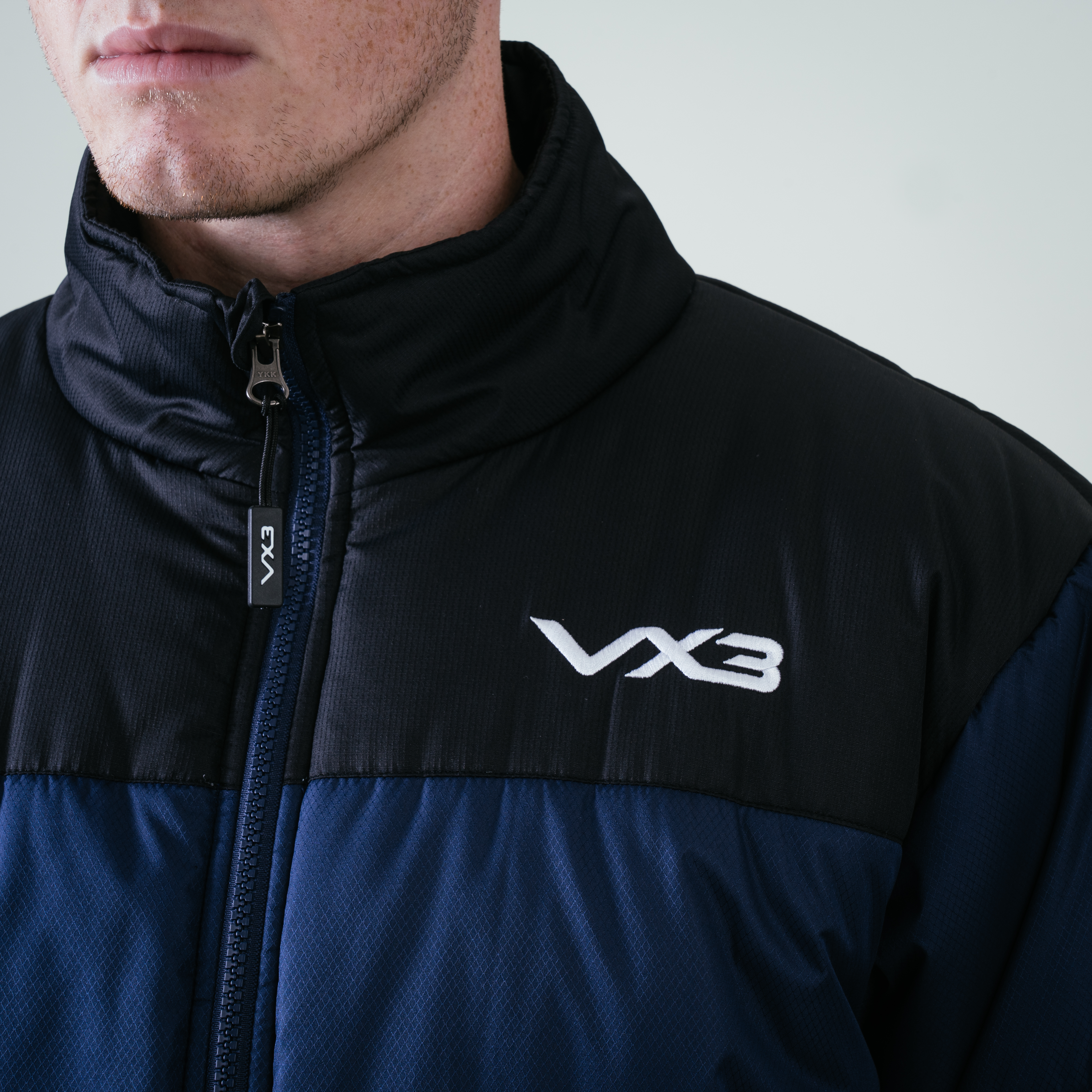 Omega Puffer Jacket Navy/Black VX3 Logo