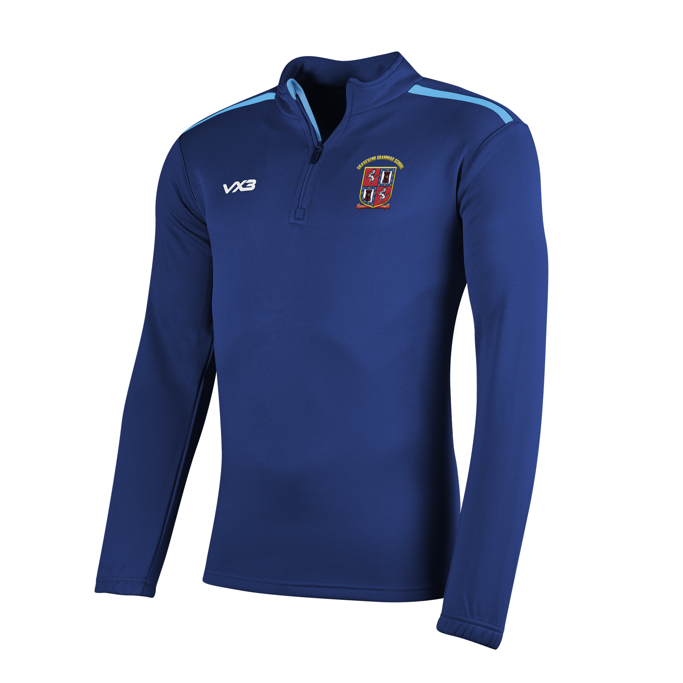 Gravesend Grammar School Fortis Youth Half Zip Sweat (Navy/Sky)