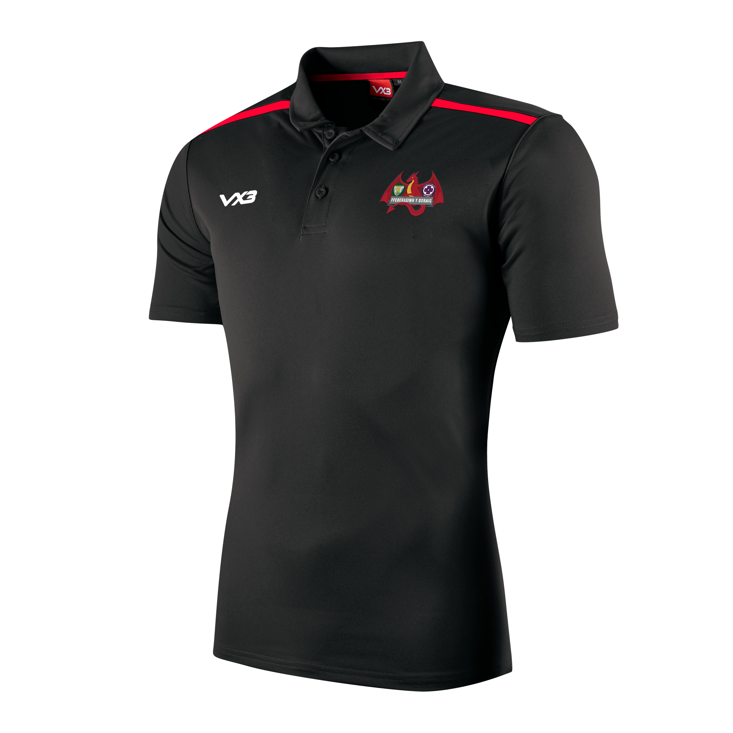 Ffederasiwn y Ddraig Fortis Polo Black