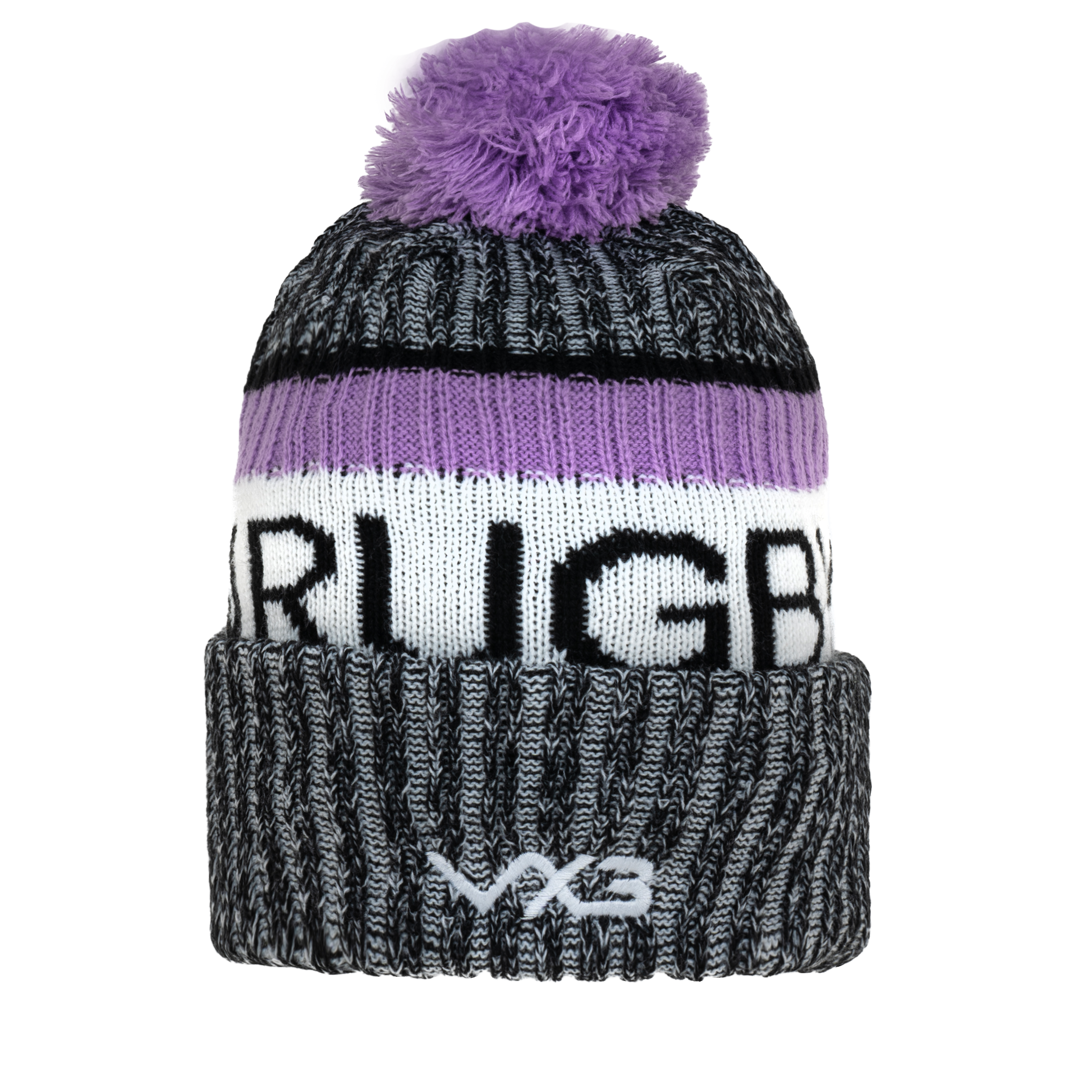 Clifton RFC Marl Bobble Hat Black/Lavender