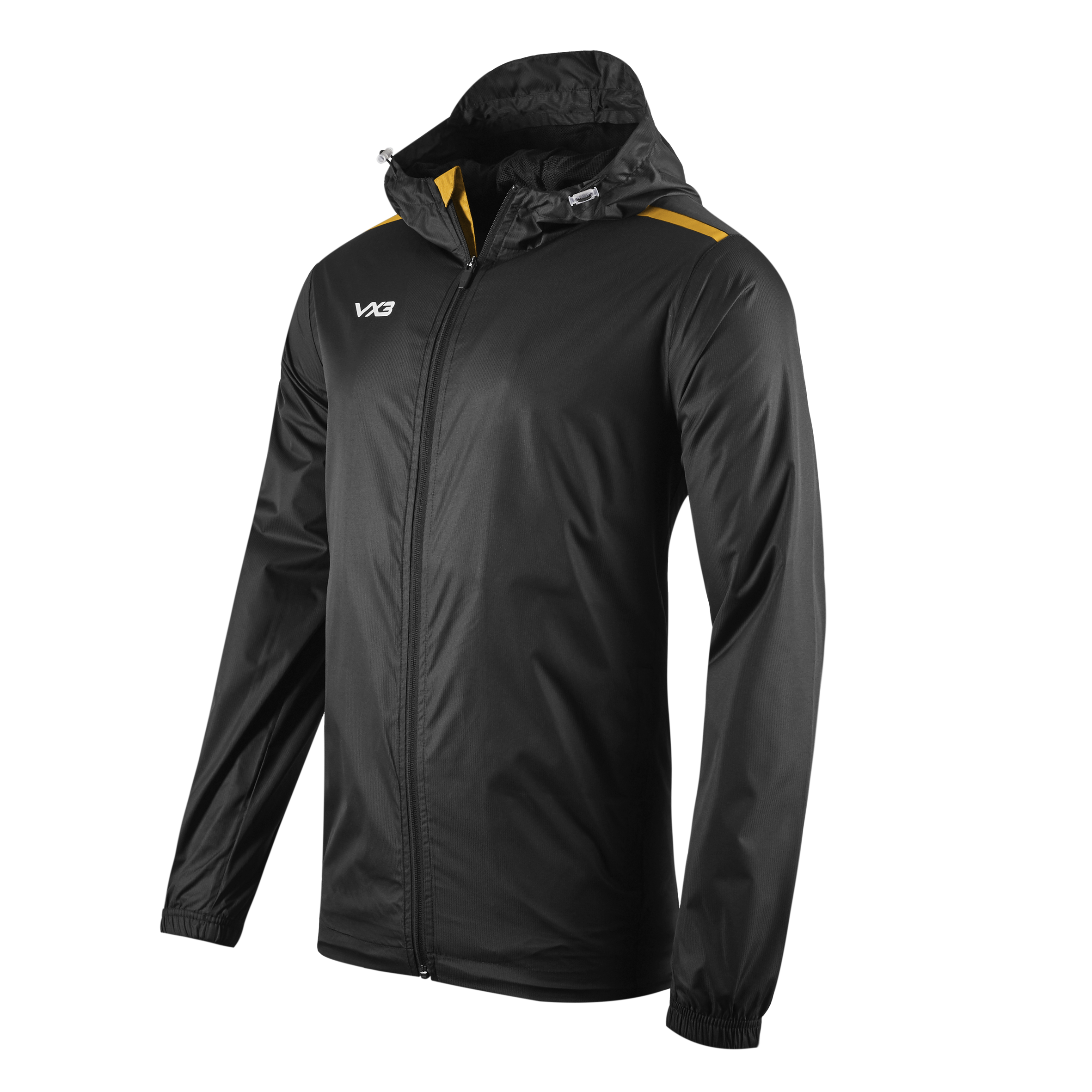 Fortis Youth Full Zip Rain Jacket Black/Amber
