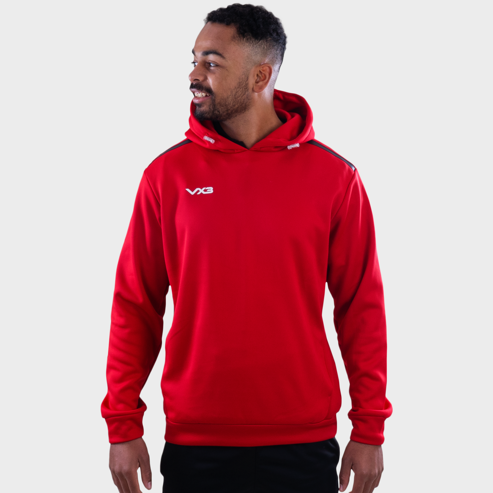 Black hoodie top red lining