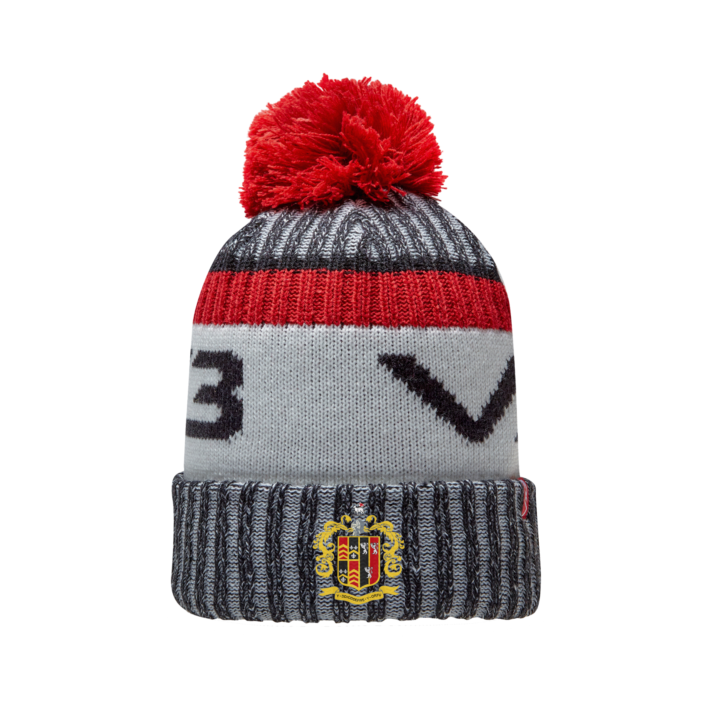 Glynneath RFC Fleece-Lined Bobble Hat Black/Red/Antique