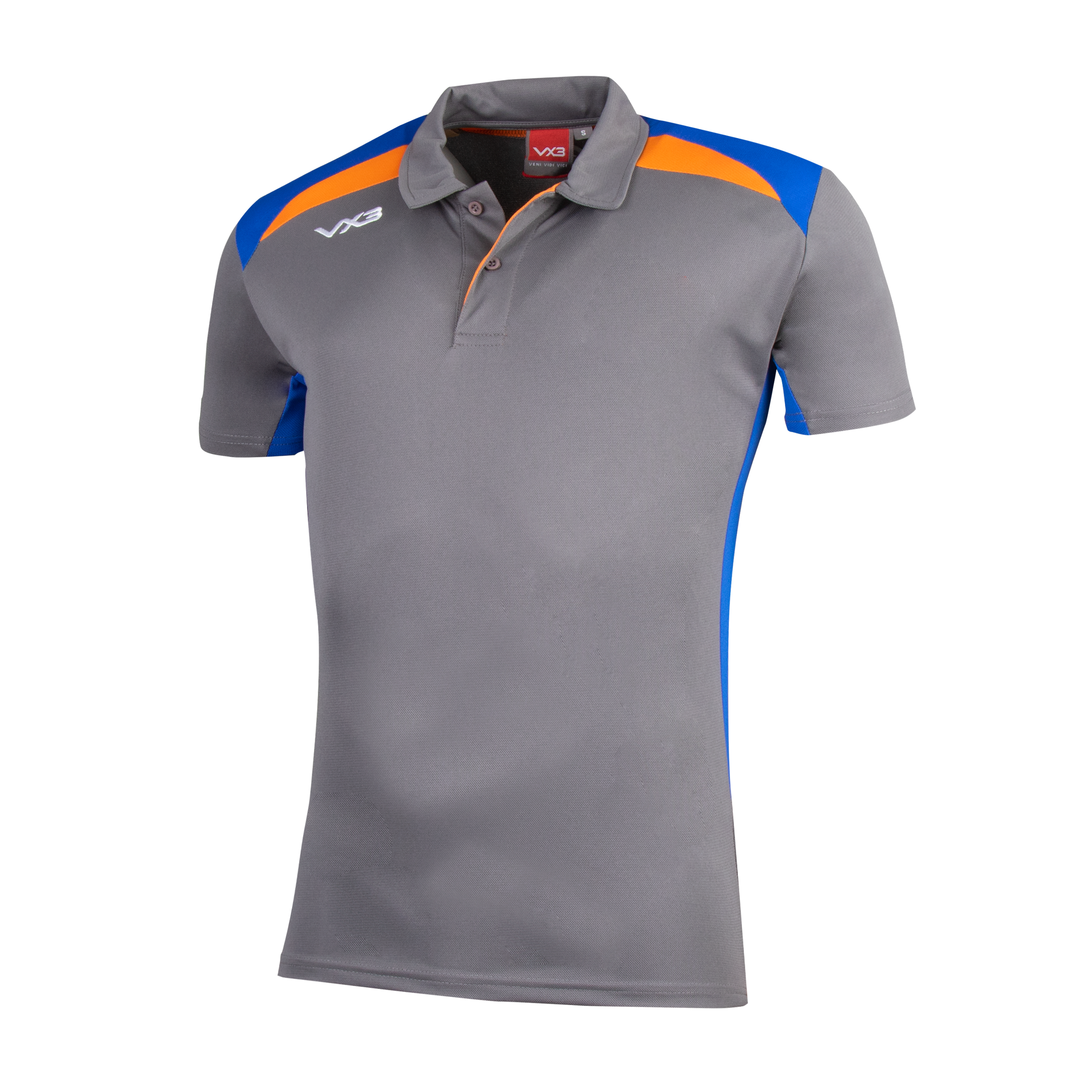 Mens Grey/Royal/Orange Polo Shirt
