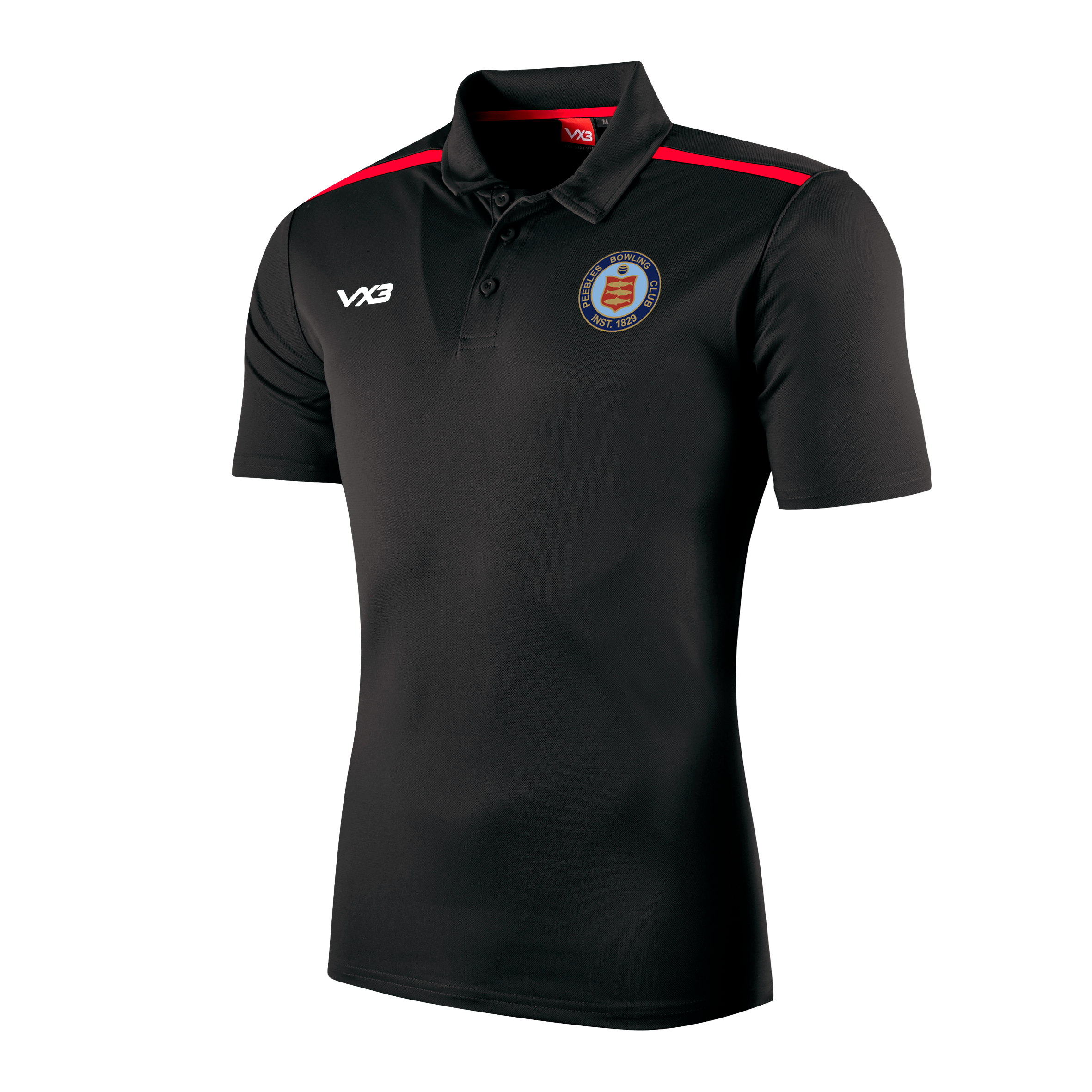 Peebles Bowling Club Fortis Polo Black/Red