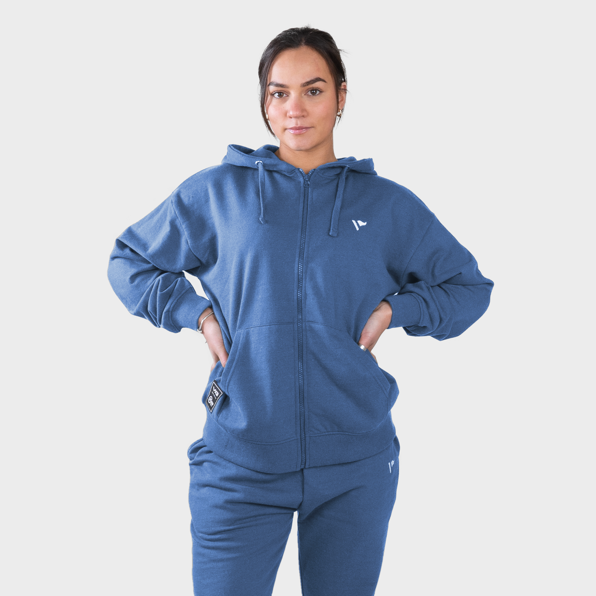 REGEN Women's Zip Up Hoodie Denim Blue