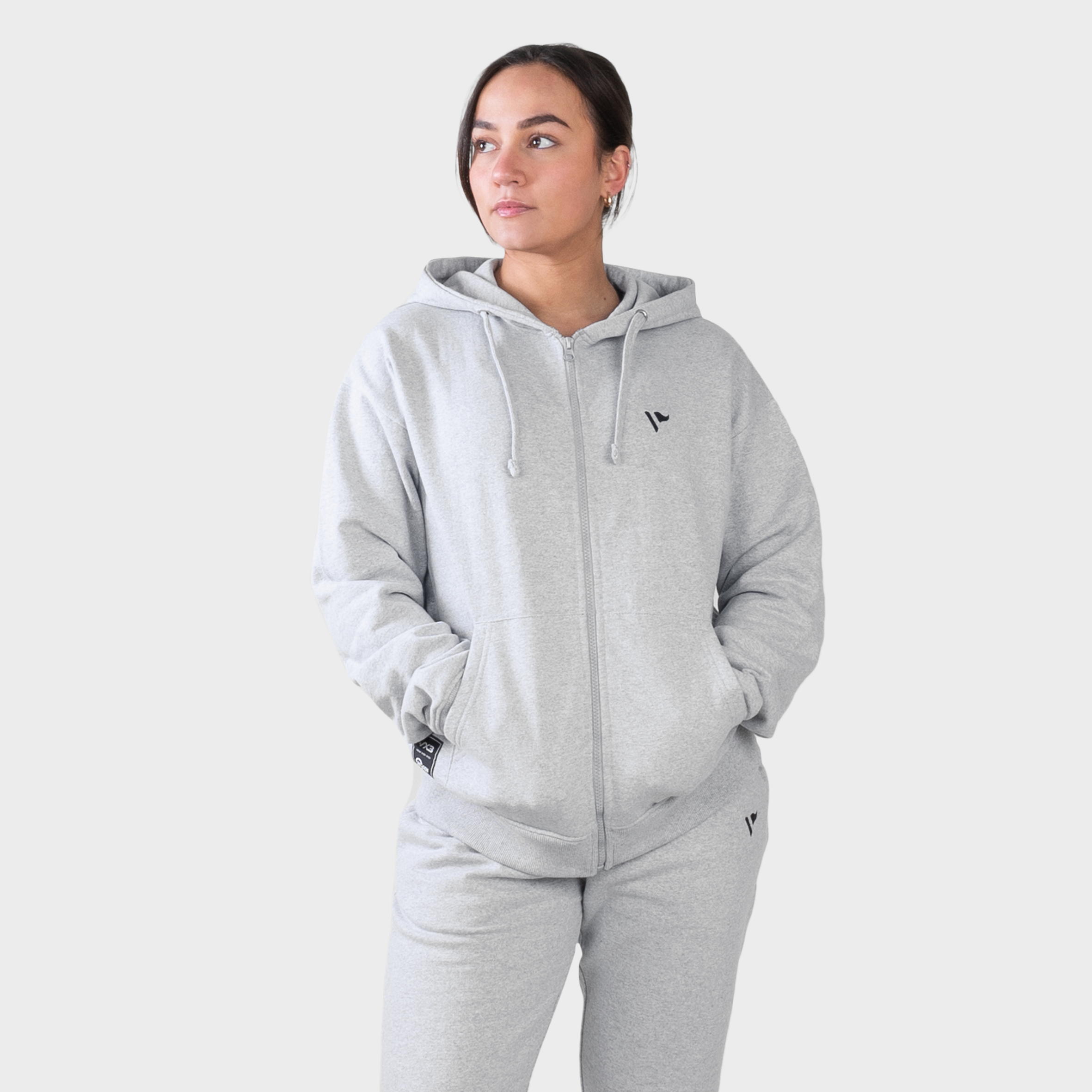 REGEN Women's Zip Up Hoodie Grey Marl