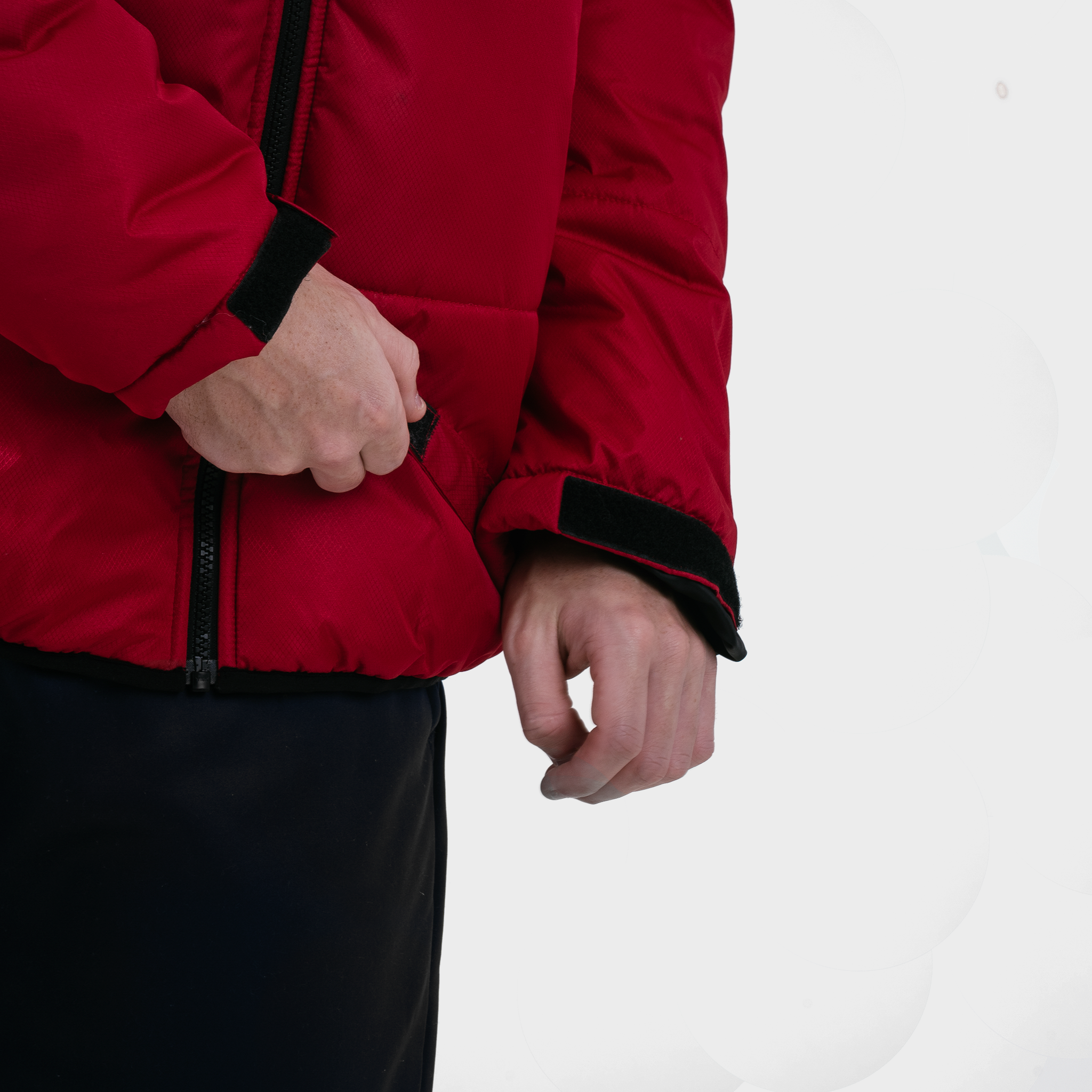 Omega Puffer Jacket Red/Black Adjustable Velcro Strap