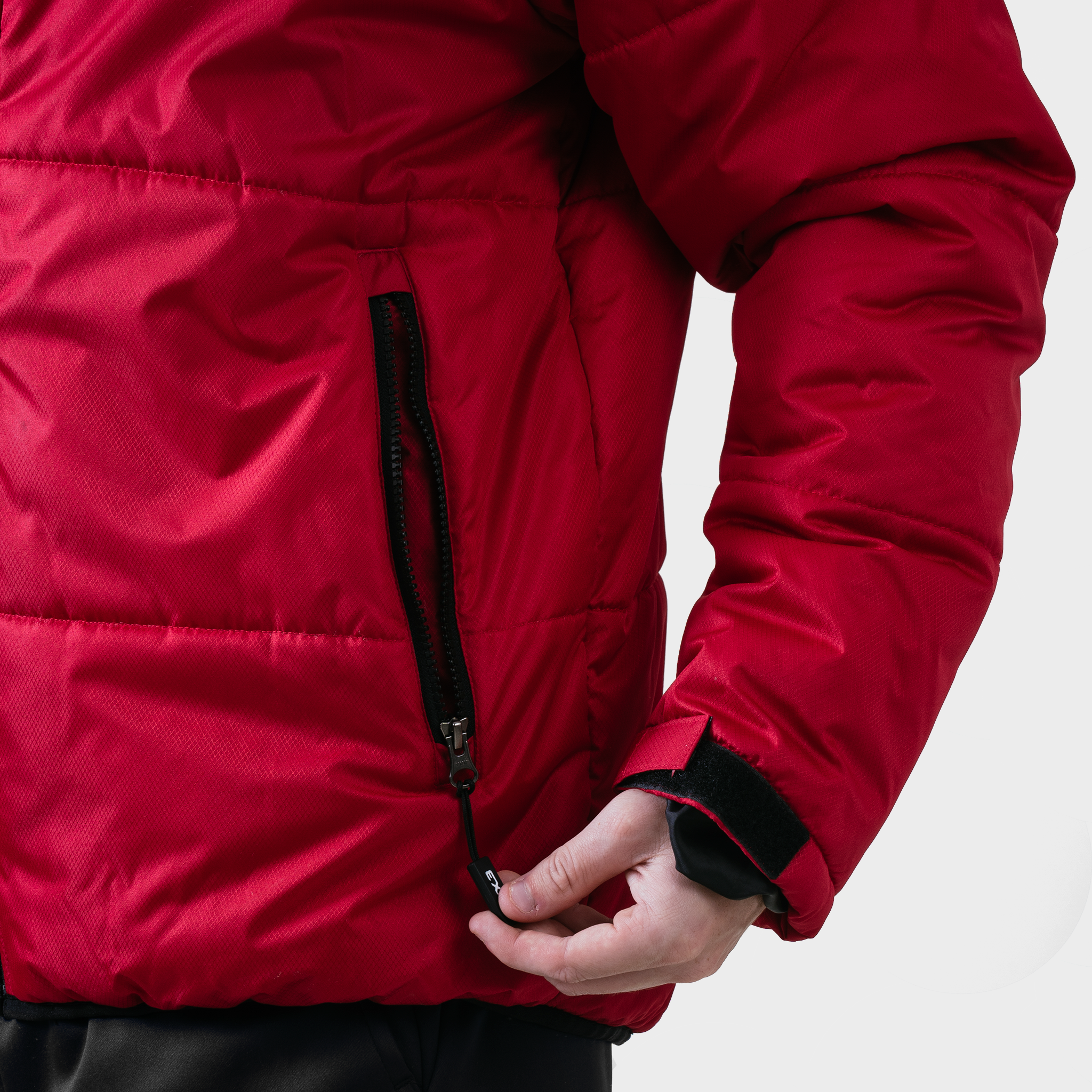 Omega Puffer Jacket Red/Black Zipped Pocket