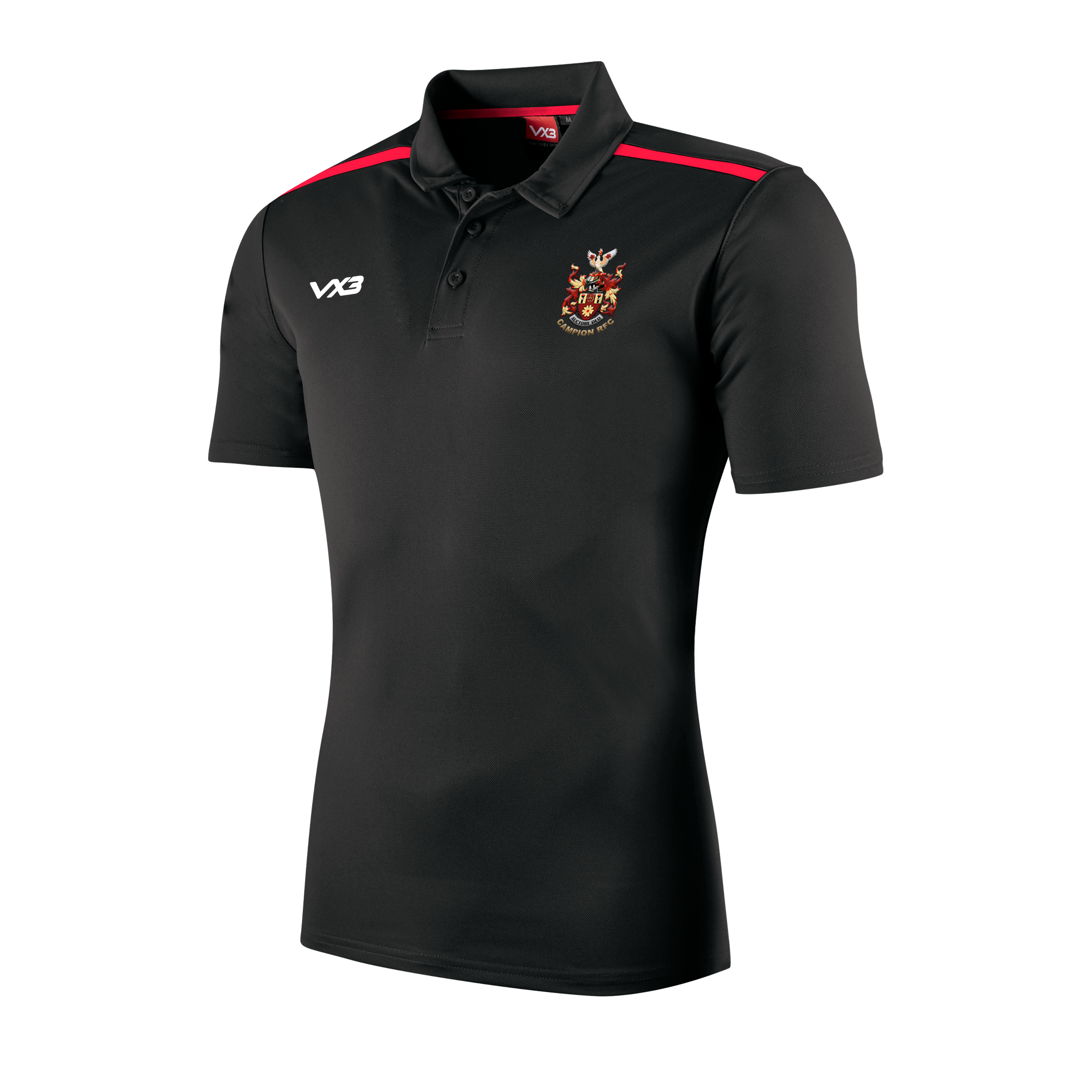 Campion RFC Fortis Youth Polo Black/Red