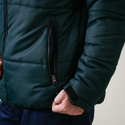 Omega Puffer Jacket Bottle Green/Black Zip Pocket