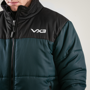 Omega Puffer Jacket Bottle Green/Black - VX3 Logo
