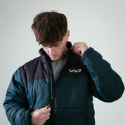 Omega Puffer Jacket Bottle Green/Black Zip