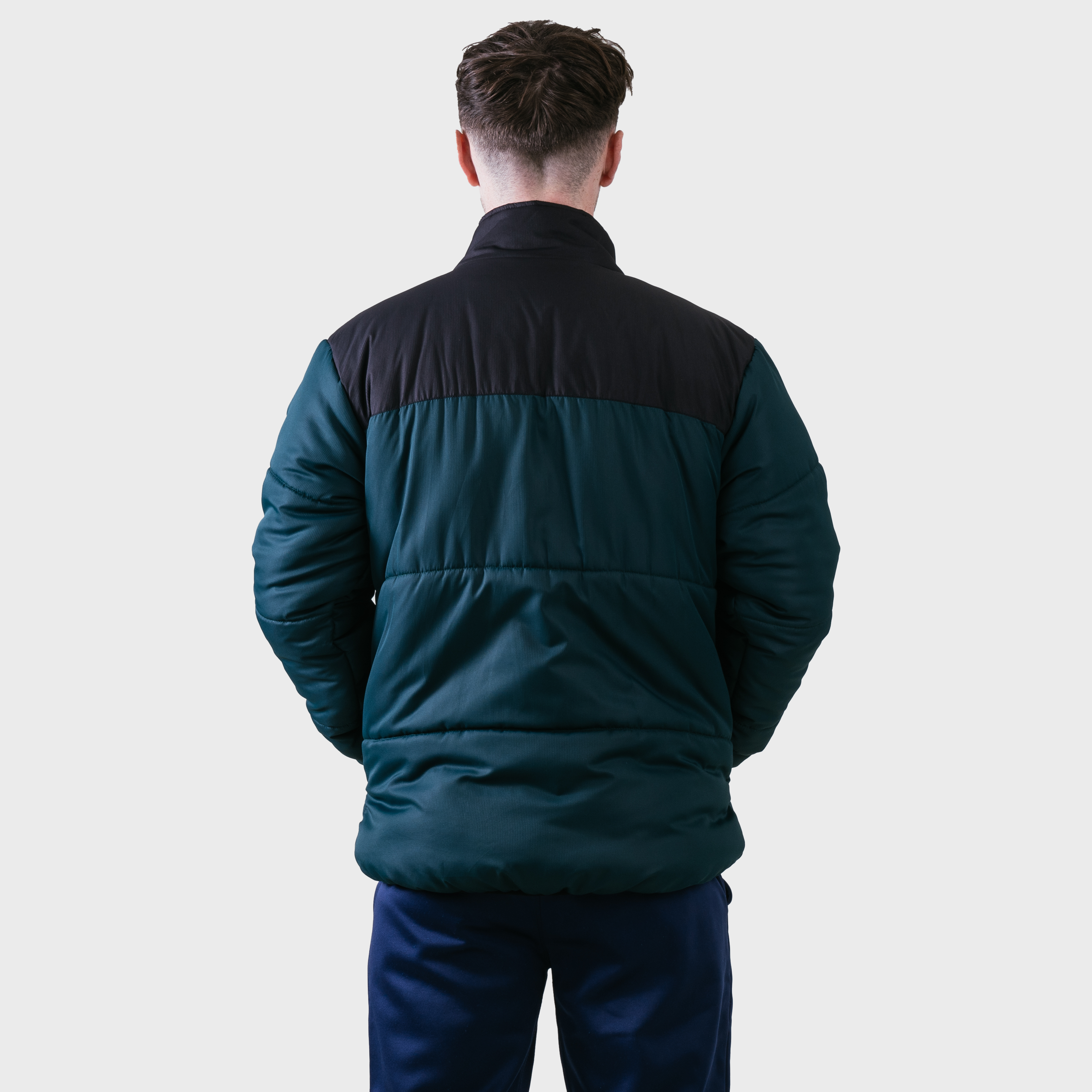Omega Puffer Jacket Bottle Green/Black Rear View