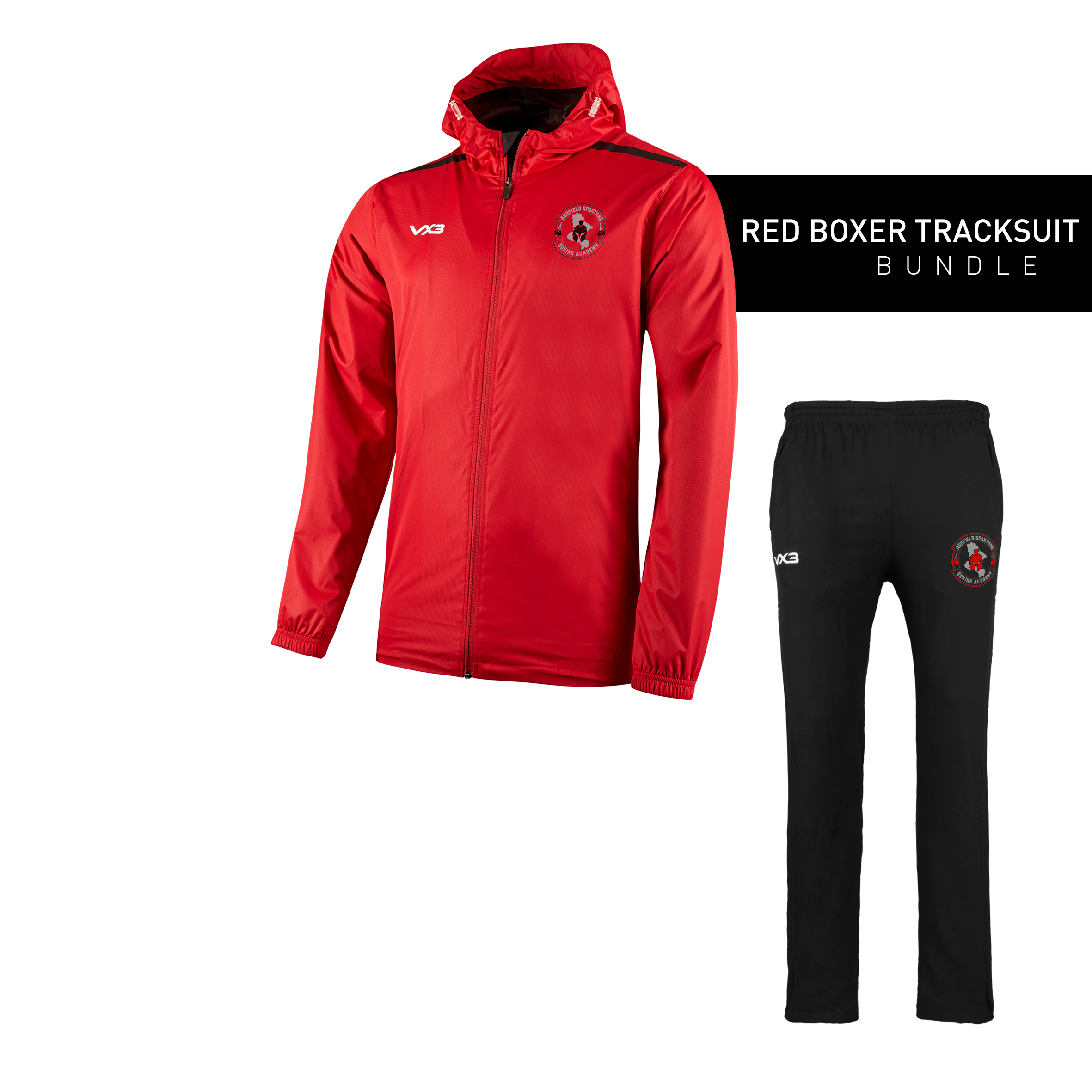 Ashfield Spartans Boxing Academy Red Boxer Tracksuit Bundle