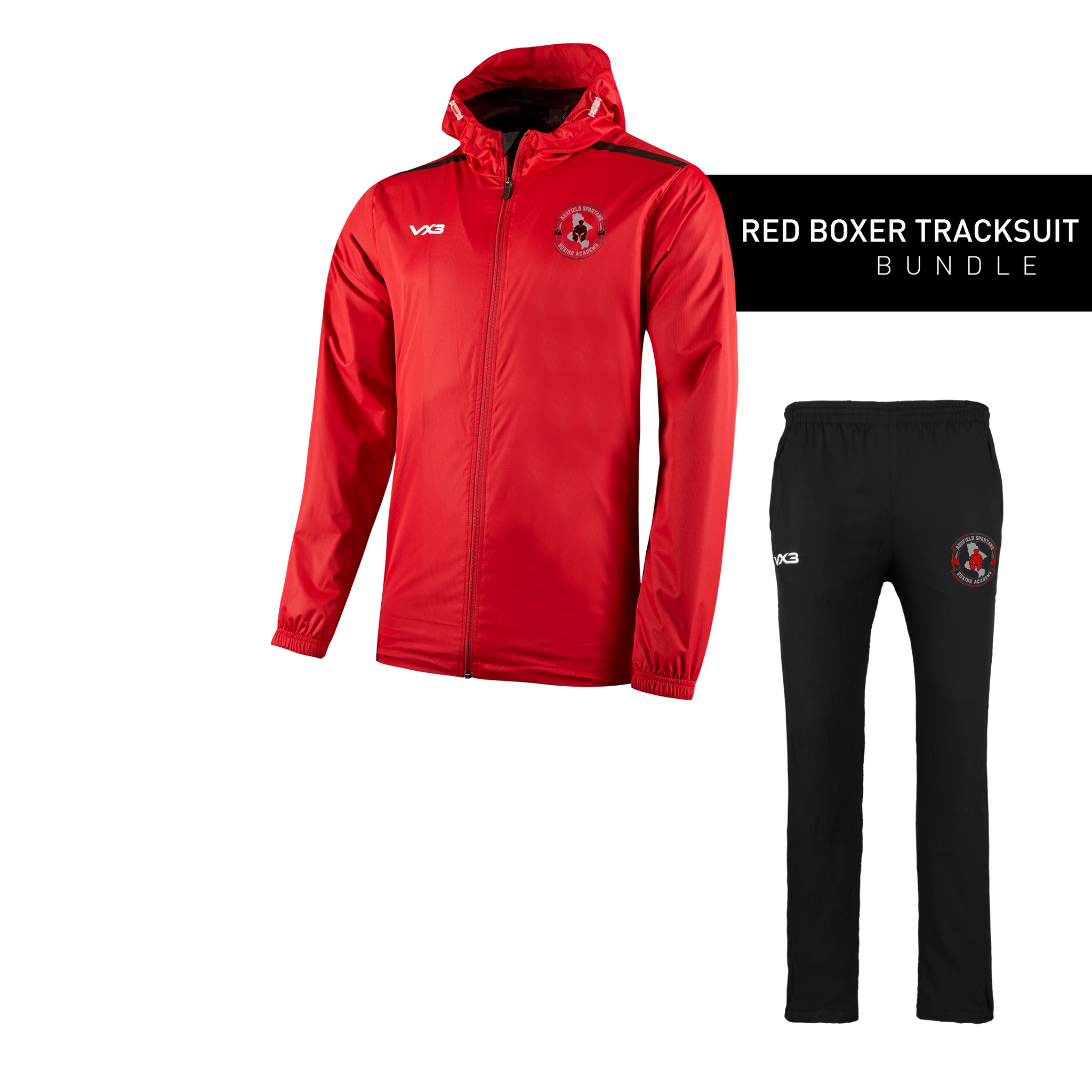 Ashfield Spartans Boxing Academy Red Boxer Tracksuit Bundle
